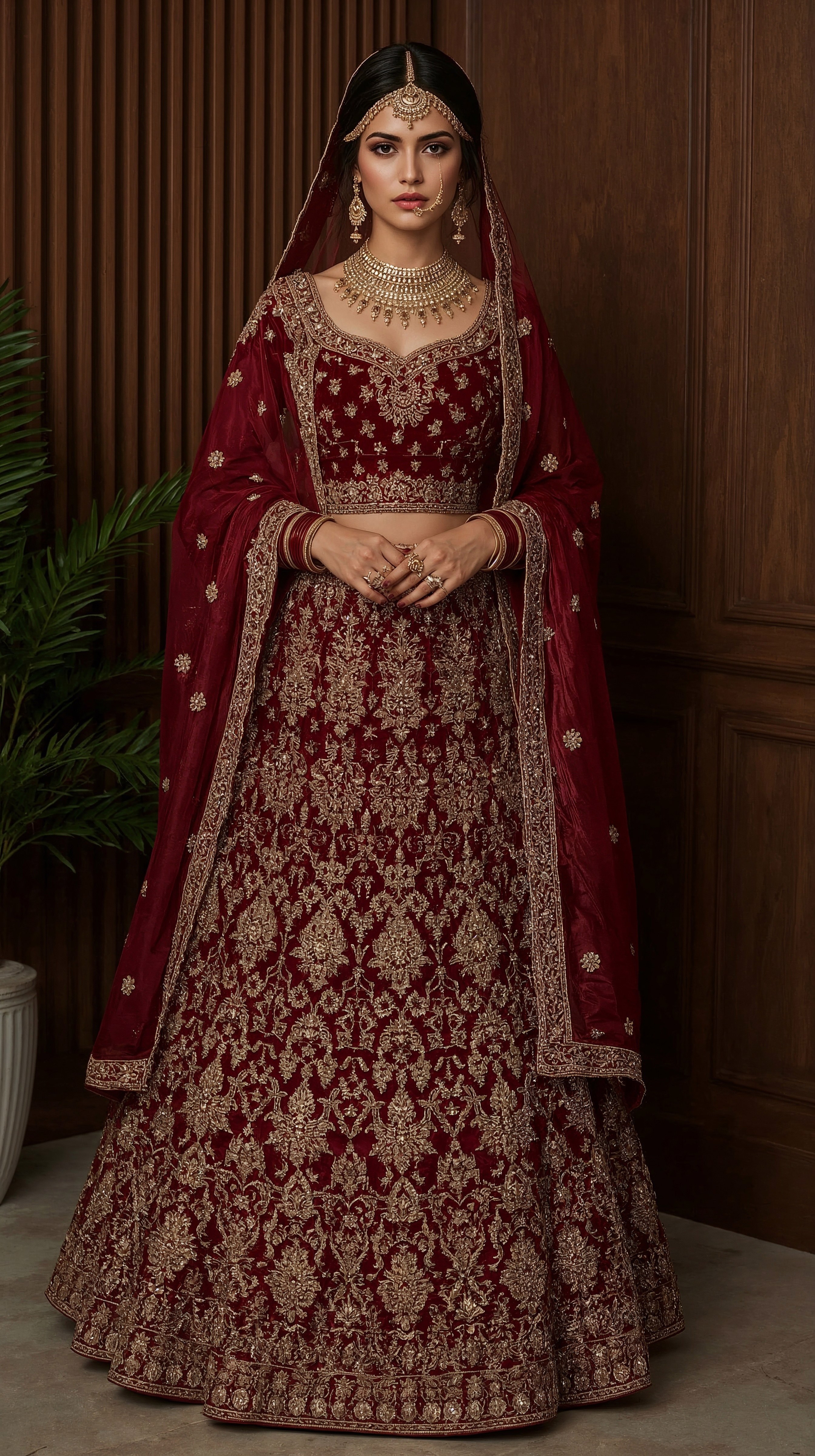 Regal Red & Gold: Embroidered Lehenga for Dream Indian Weddings