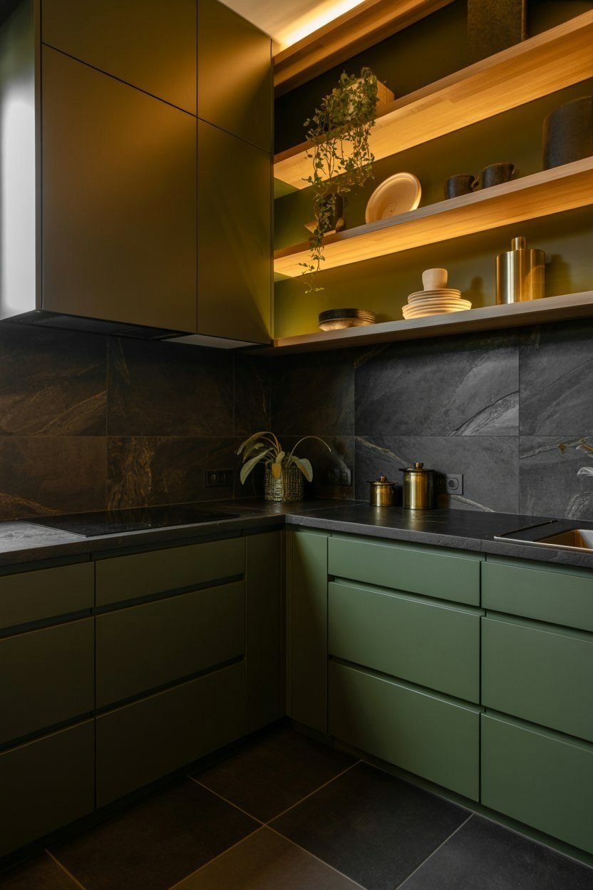 Contemporary Green Kitchen Cabinets: Bold Design for Organized Homes