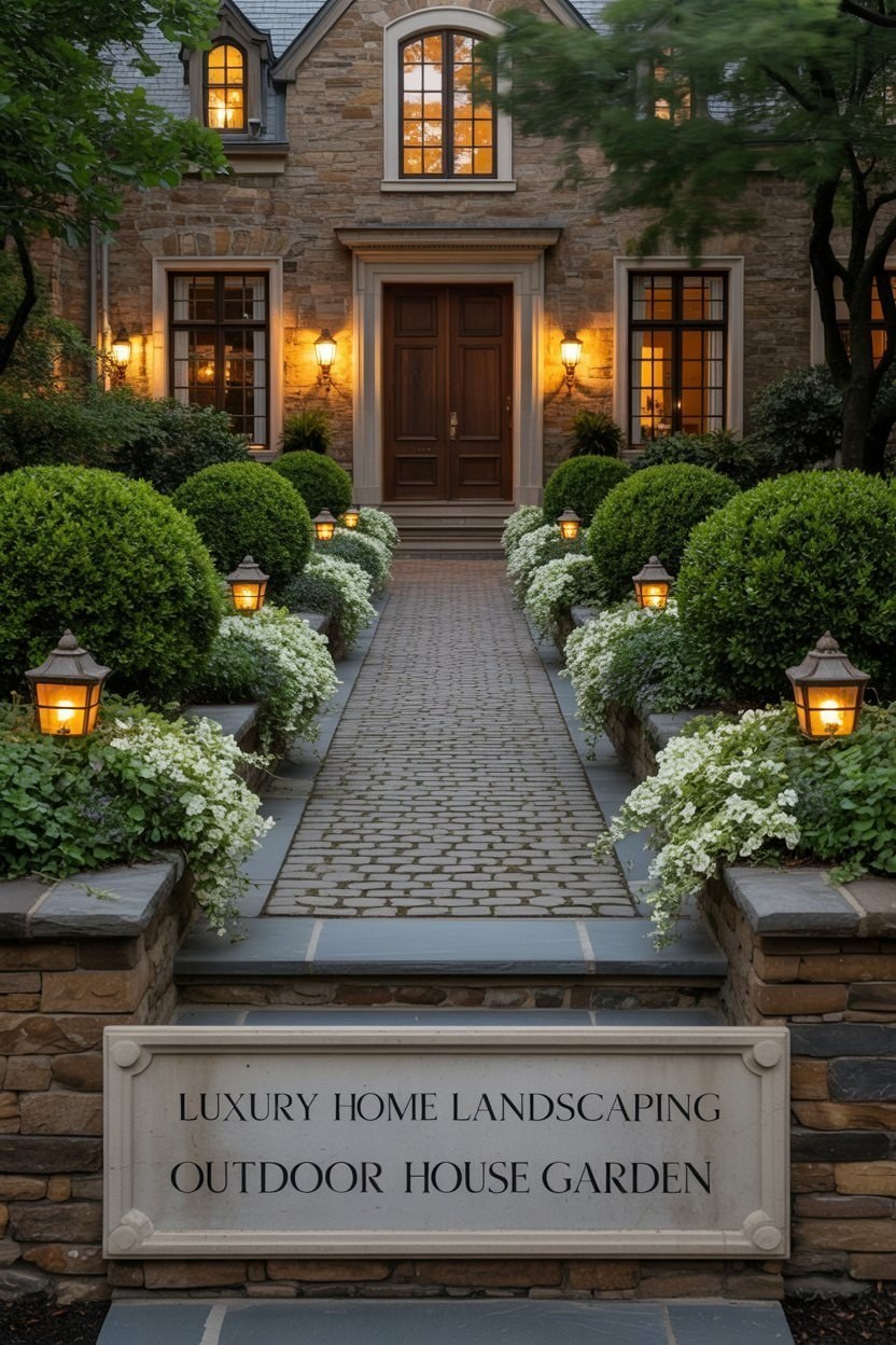 Luxury Home Landscaping: Enchanting Garden Lighting for Outdoor Entrances