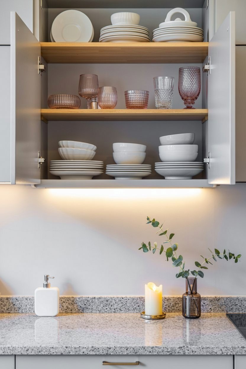 Apartment Cabinet Organization: Stylish College Kitchen Decor