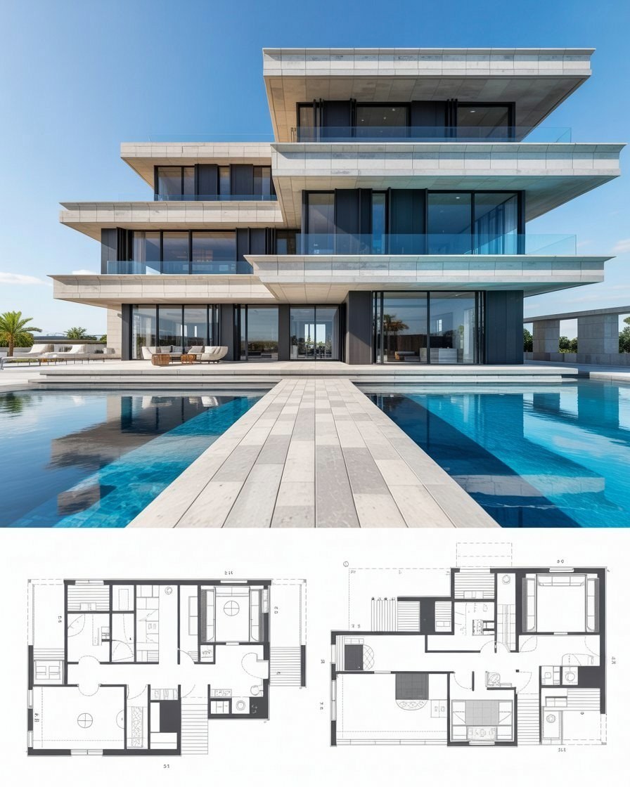 Sleek Minimalist Villa: Contemporary Design & Modern Floor Plan