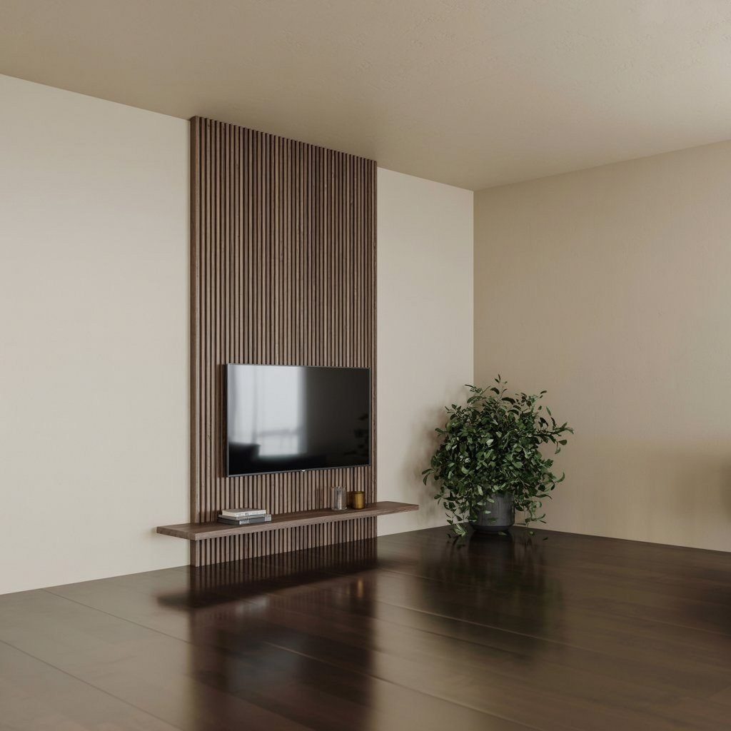 Natural Wood TV Divider for Small Living Rooms