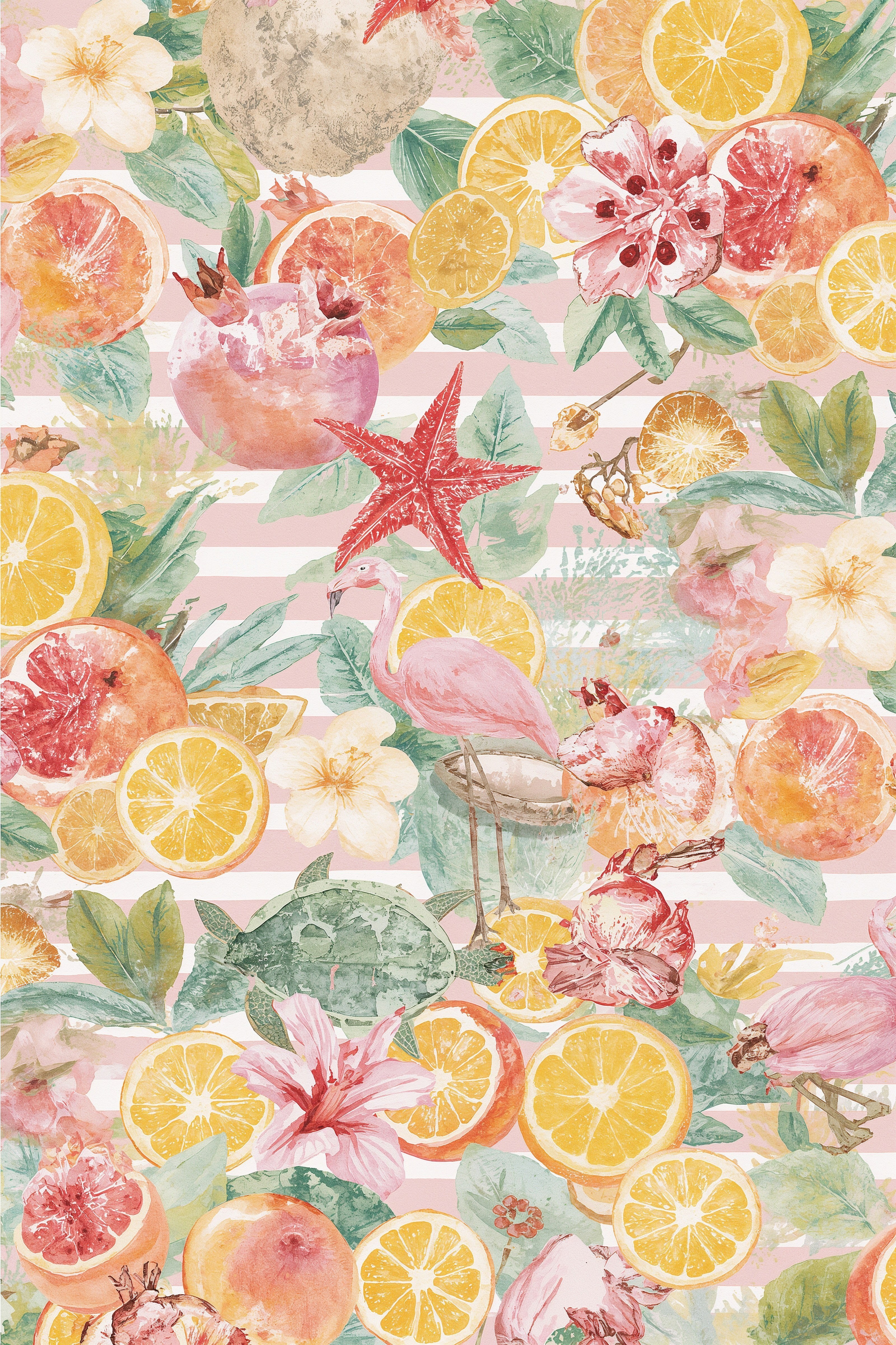 Cute Summer Wallpapers: Fruit & Beach Collage for iPhone
