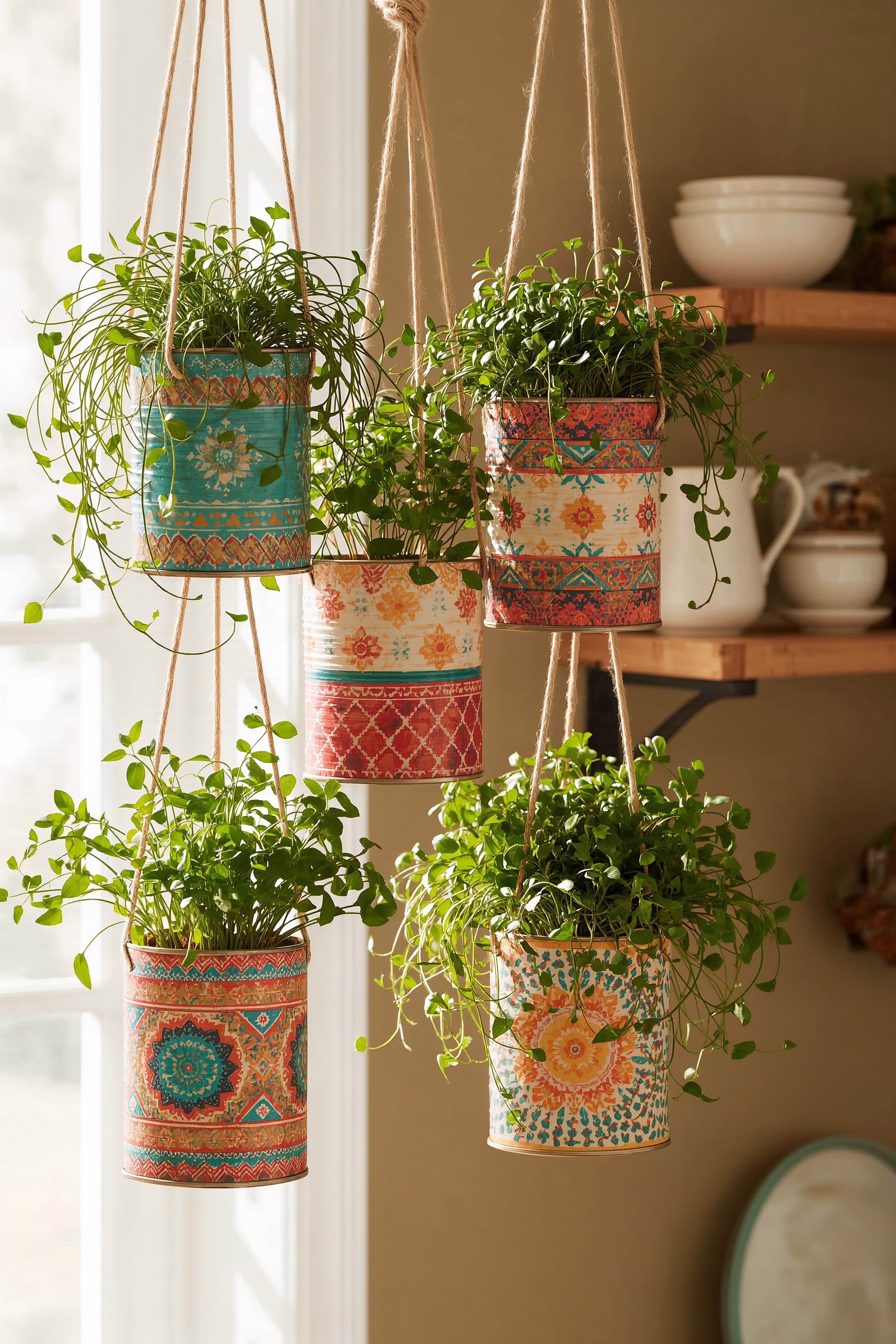 Upcycled Tribal Planters: Boho Kitchen Decor Essentials