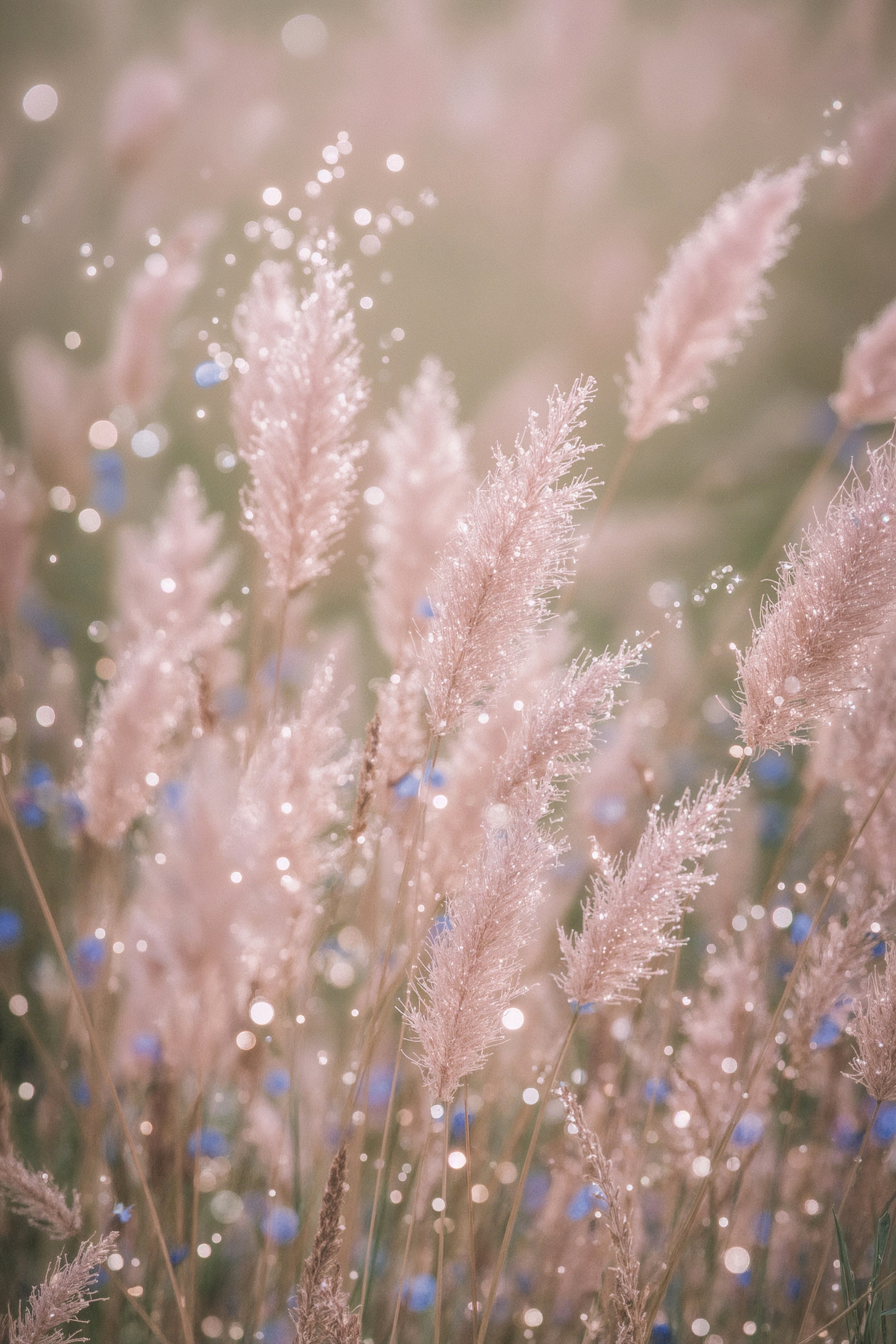 Sparkly Pink & Blue Flowers: Ethereal Glittery Wallpapers