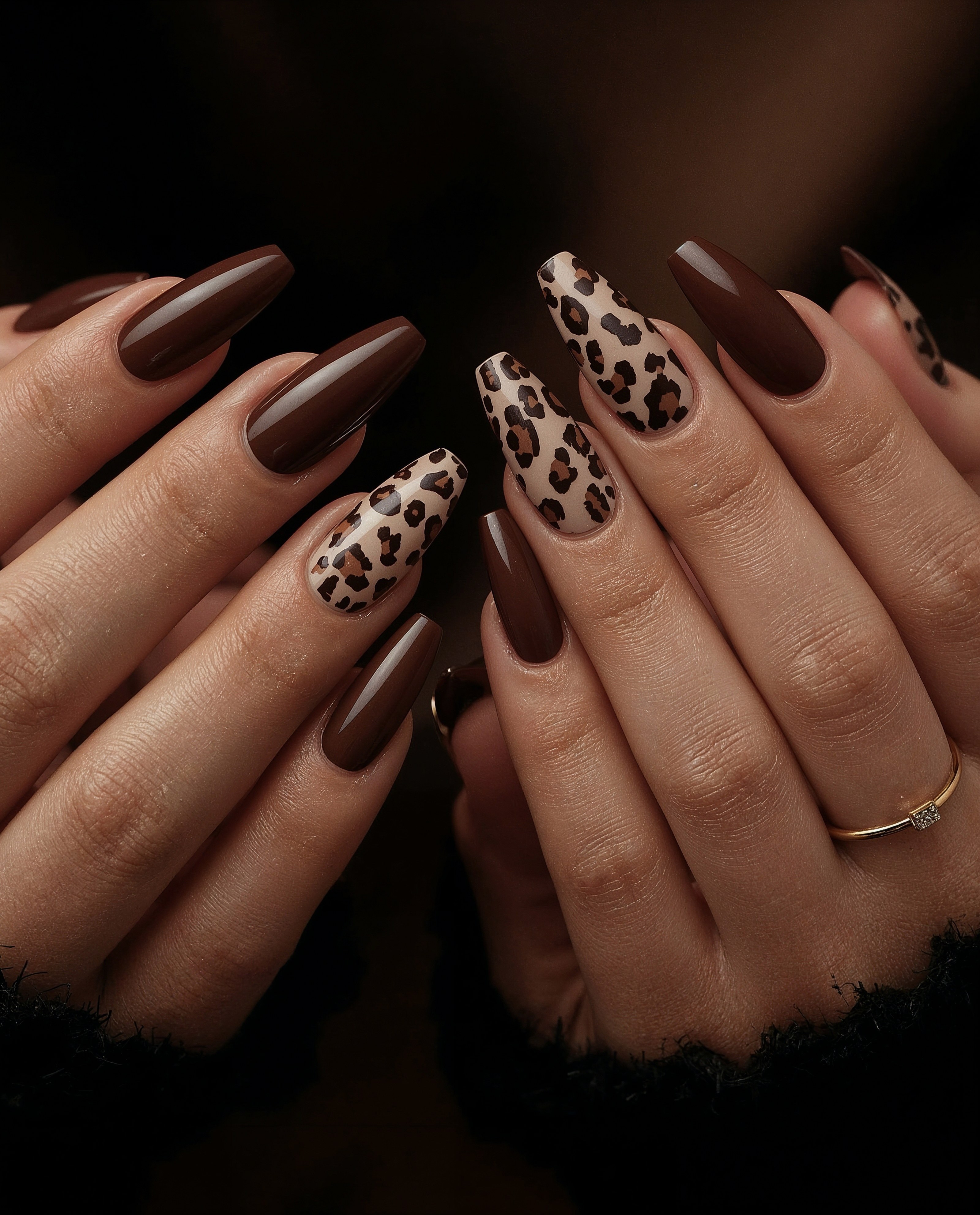 Brown Leopard Print Almond Nails: Wild Elegance for Fall