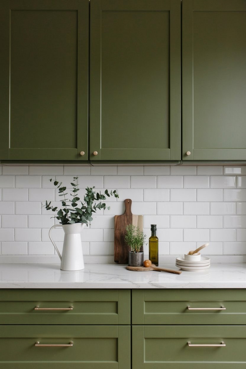 Dream Kitchen Design: Sophisticated Olive Green Shaker Cabinets