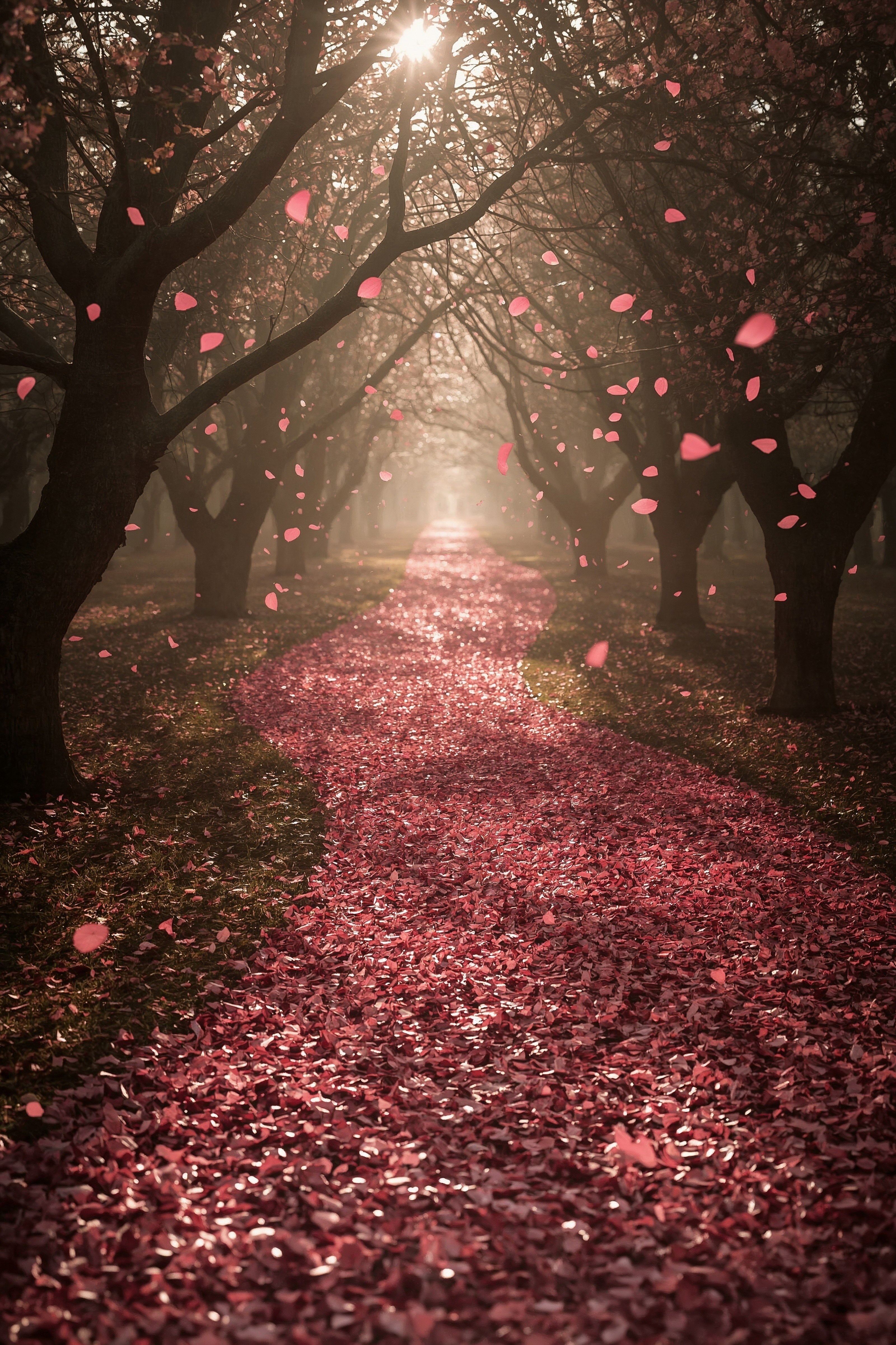 Enchanting Floral Path 4K Spring Wallpaper for iPhone