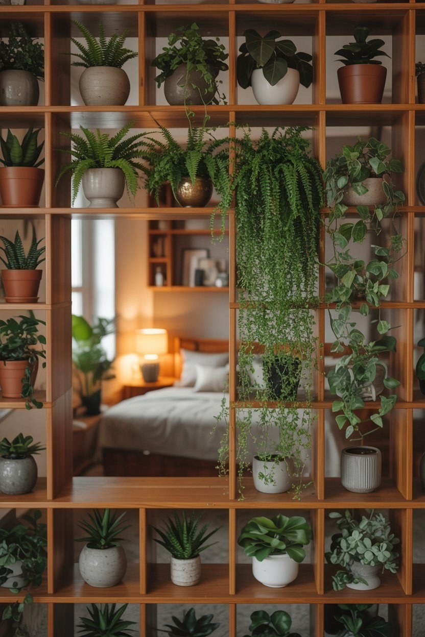 Creative Wooden Room Dividers: Stylish Plant Separation Walls