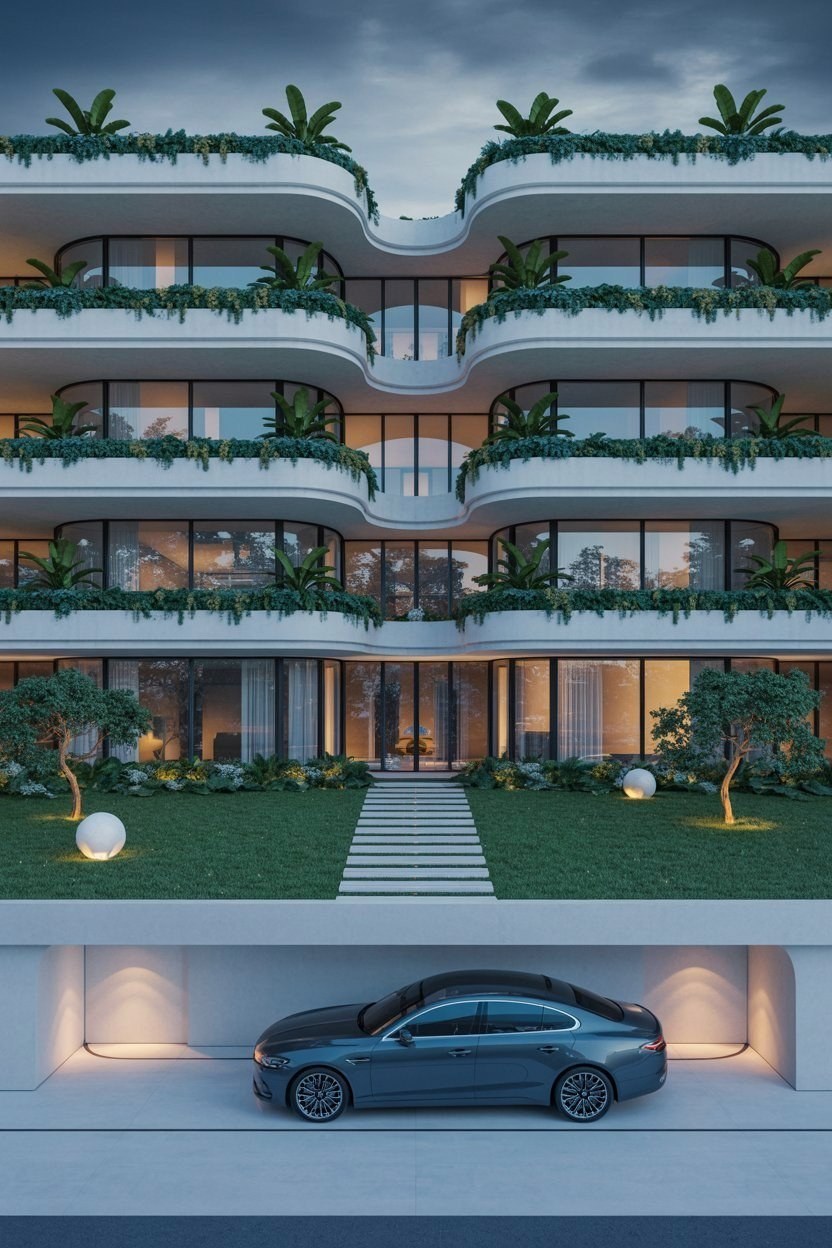 Luxury Villa Architecture: Dream Home Exterior with Balconies & Grandeur