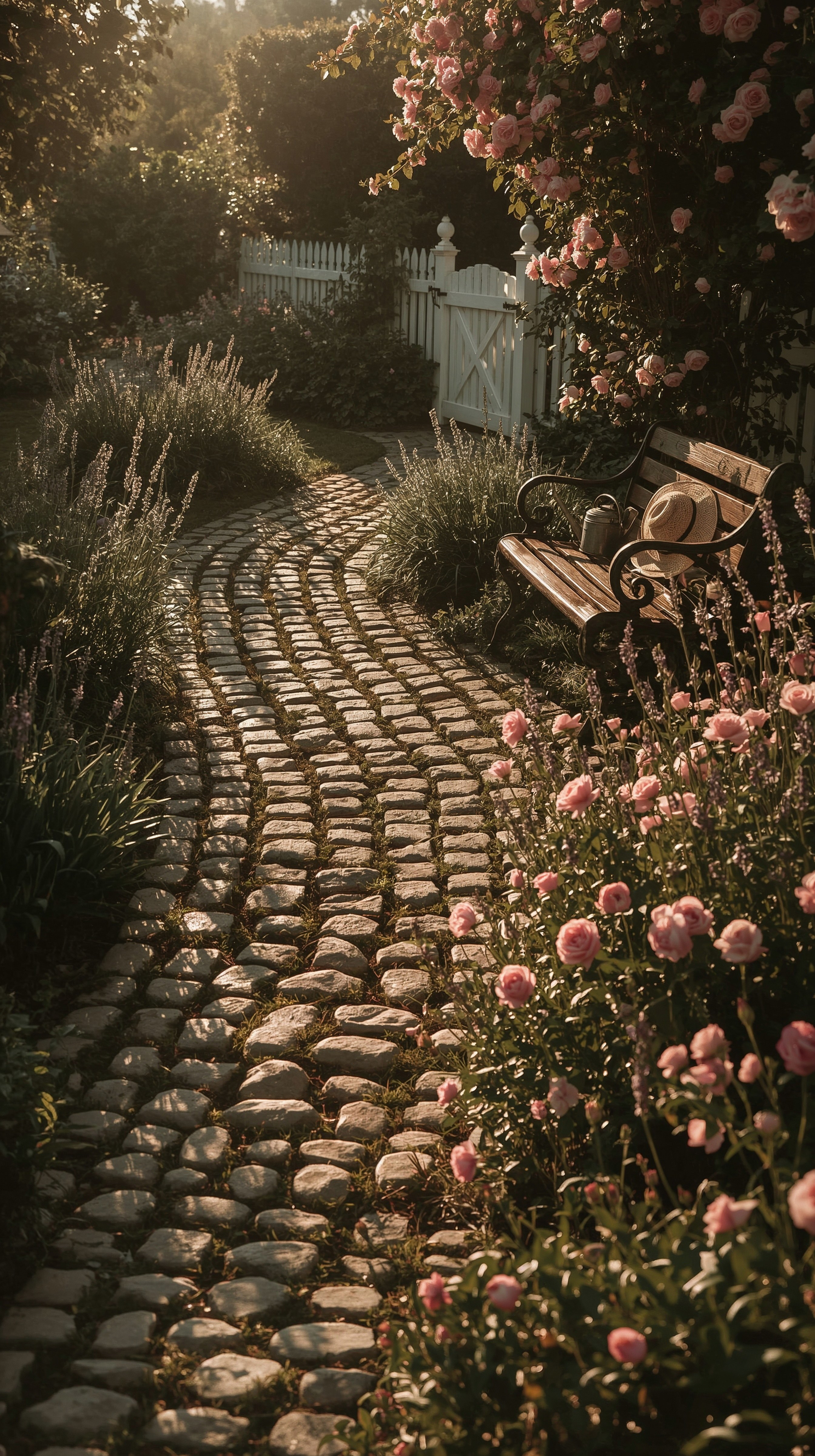 Romantic Cottage Garden: Golden Hour Beauty for Unwinding