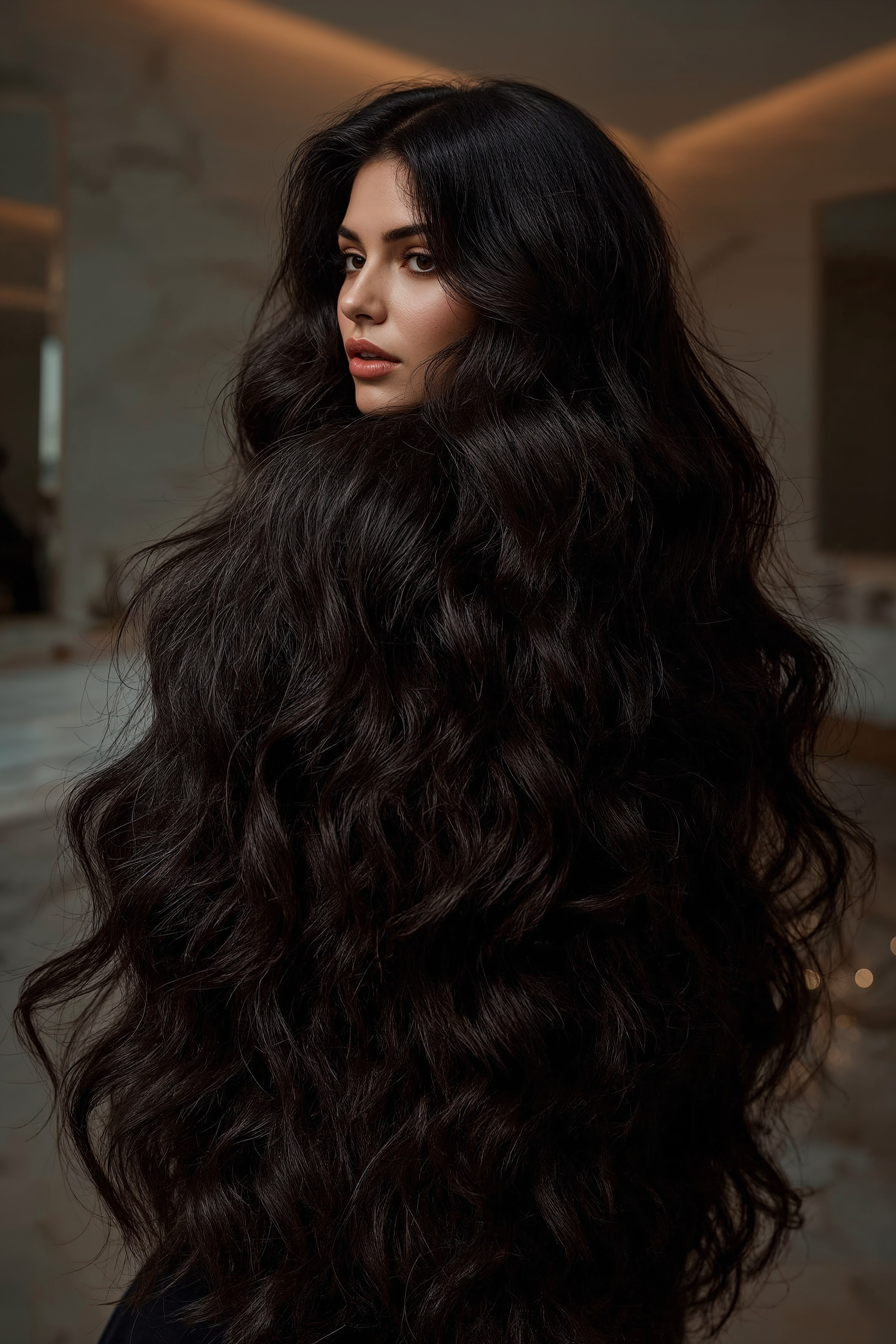 Volume & Shine: Voluminous Black Layered Hair for Modern Style