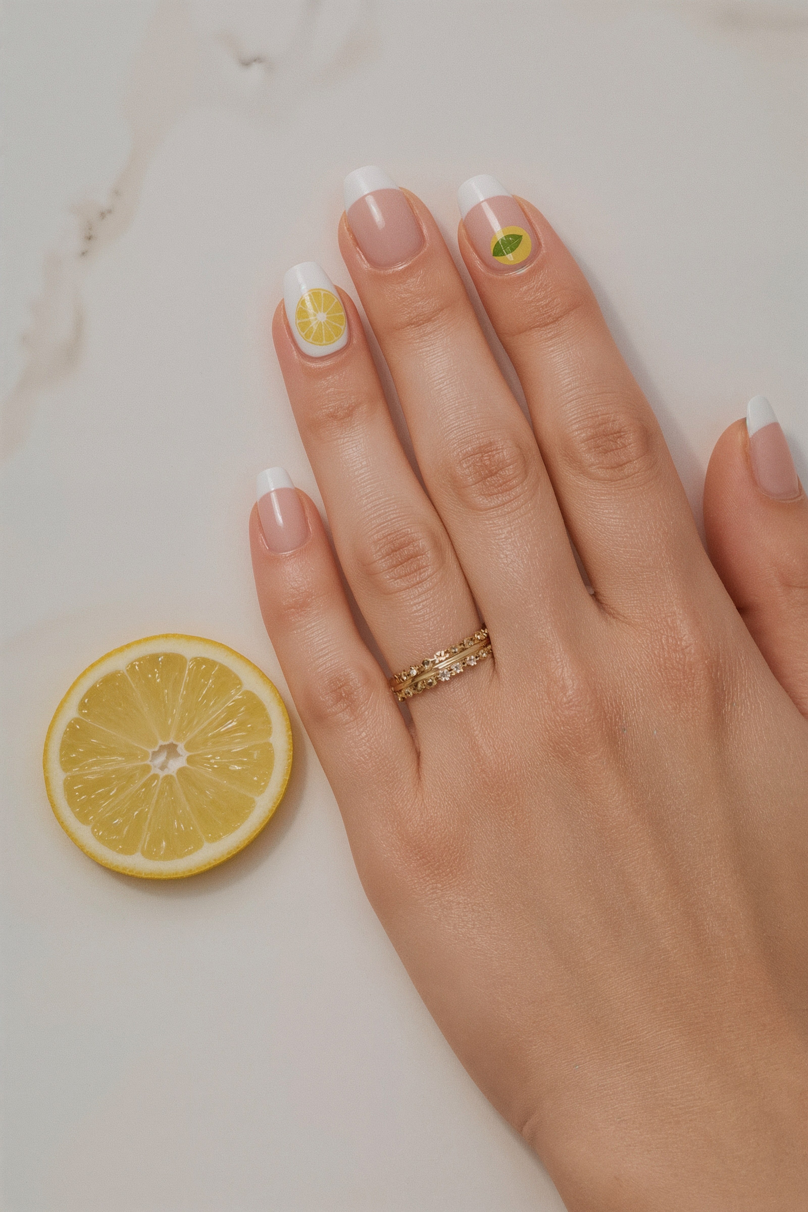 Summer Lemon French Tip Nails: Playful & Minimalist Art