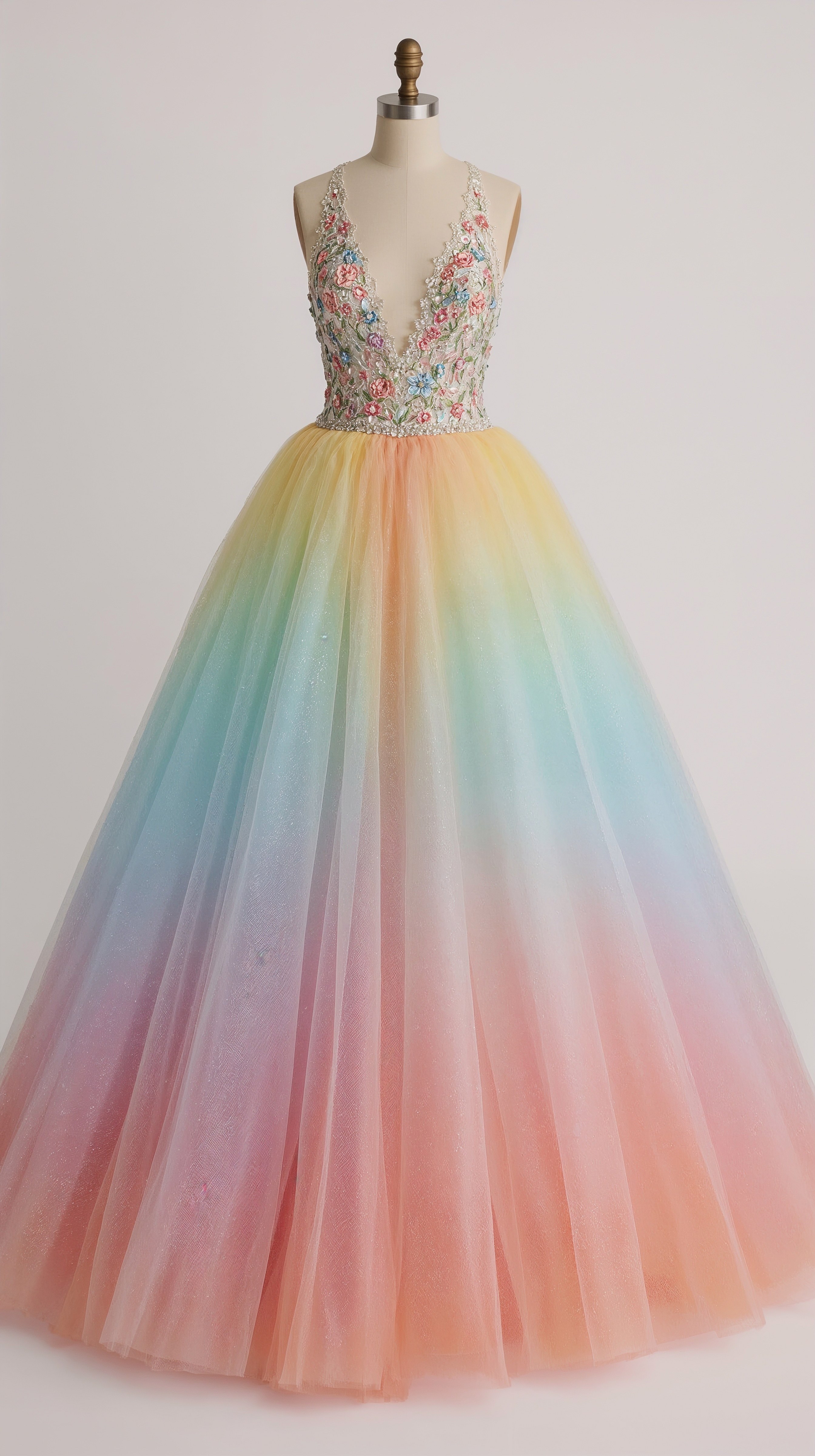 Fairytale Princess Wedding Dress: Enchanting Pastel Ombre Gown