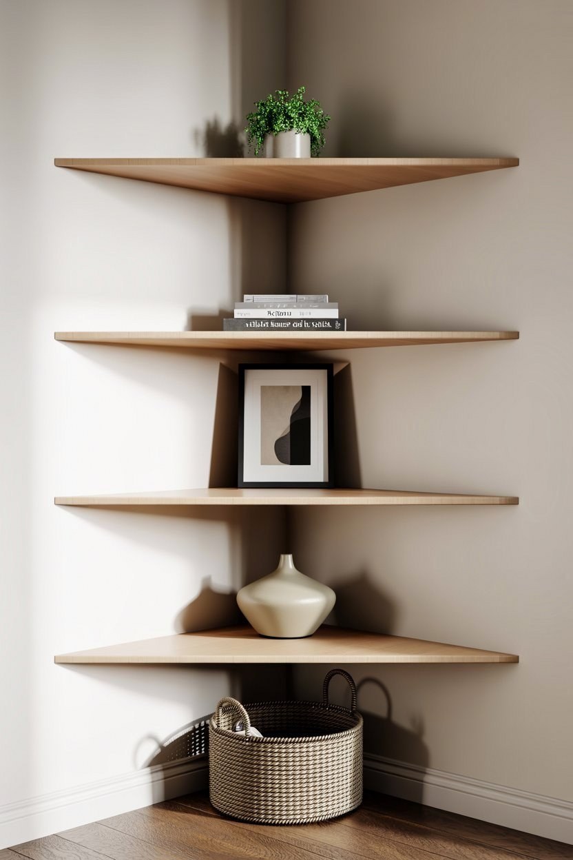 Floating Corner Shelves for Chic Home Decor Partition