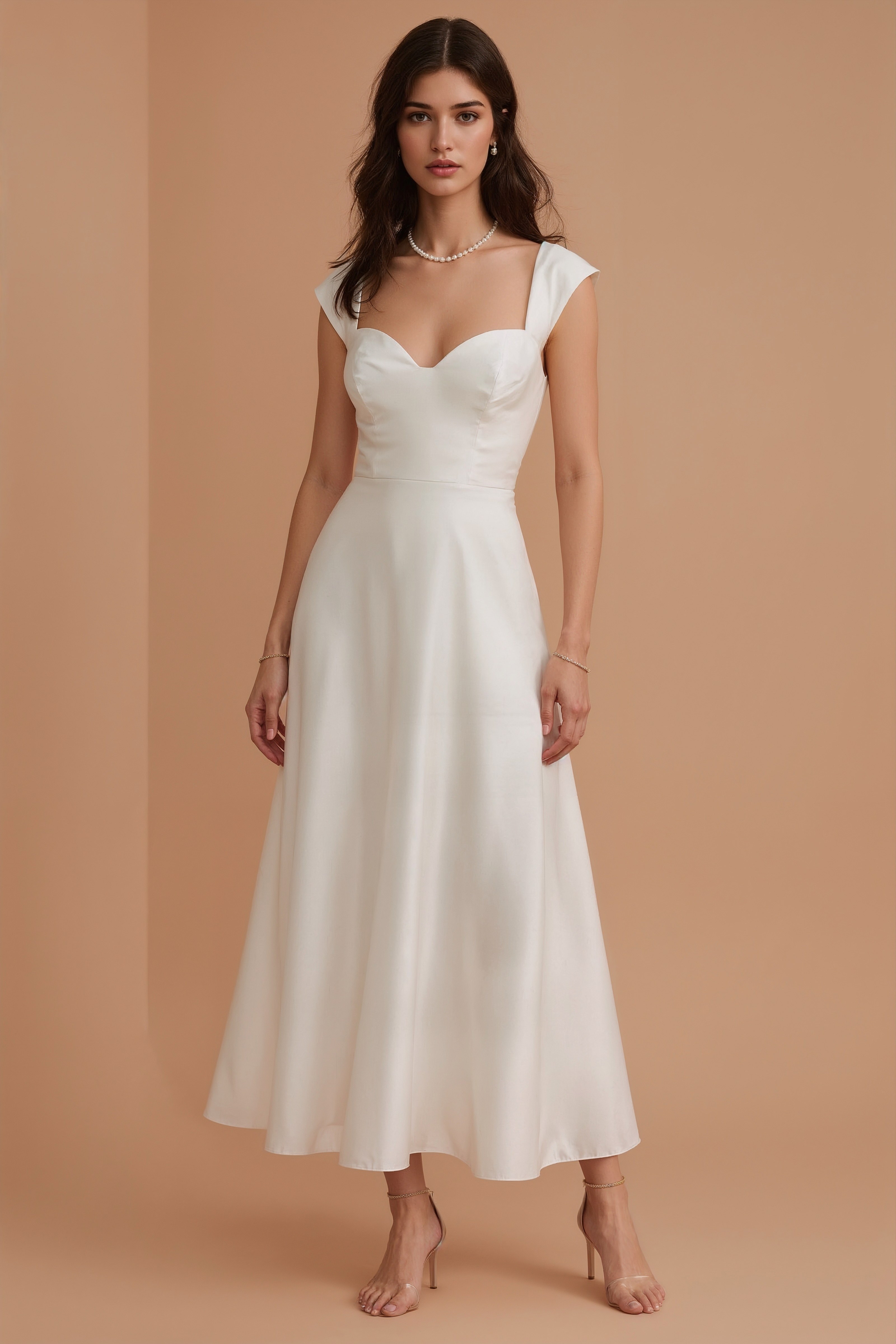 Elegant Tea Length Bridal Dress for Simple Civil Weddings