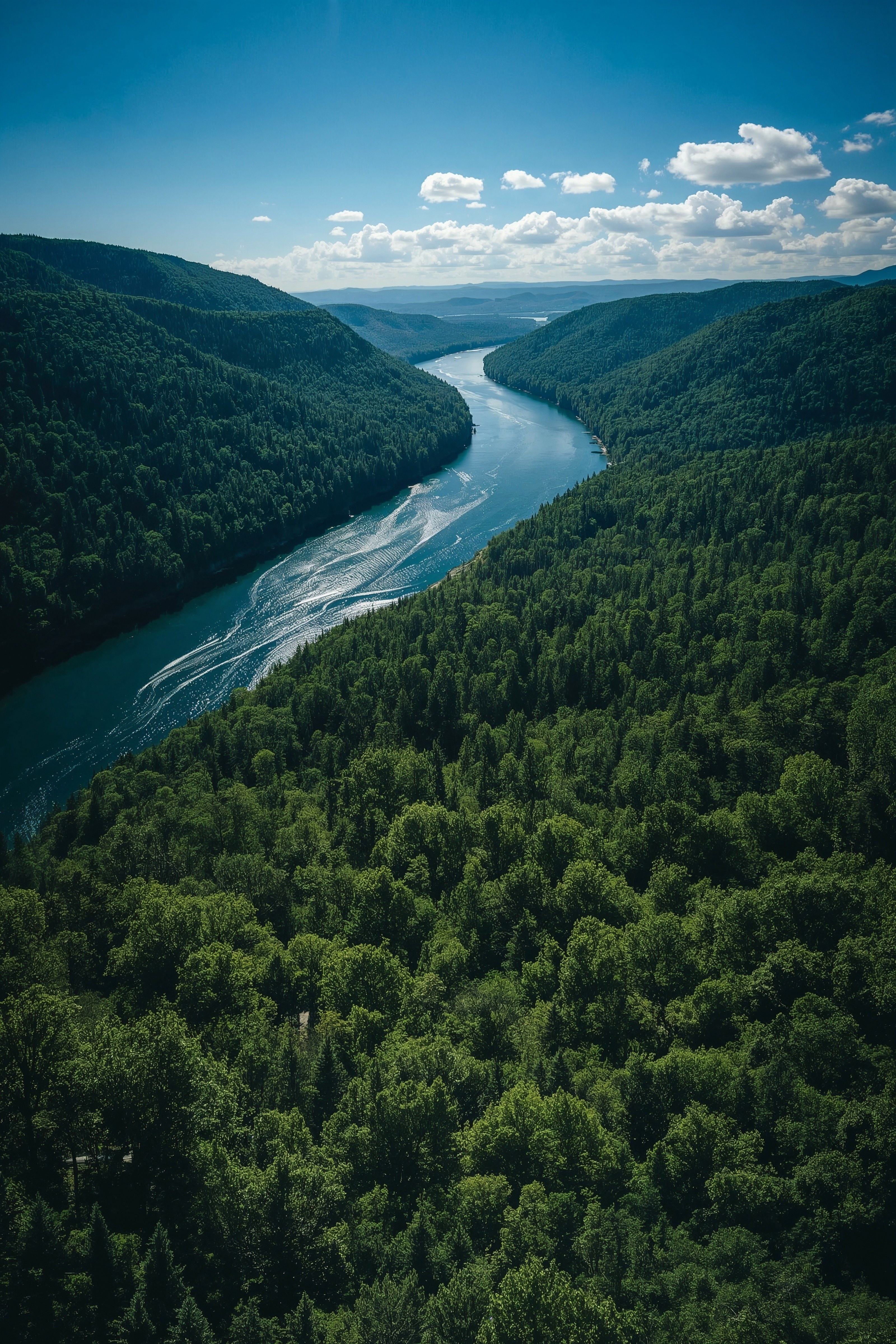Majestic River & Forest: Inspiring Landscape Wallpaper for Desktop