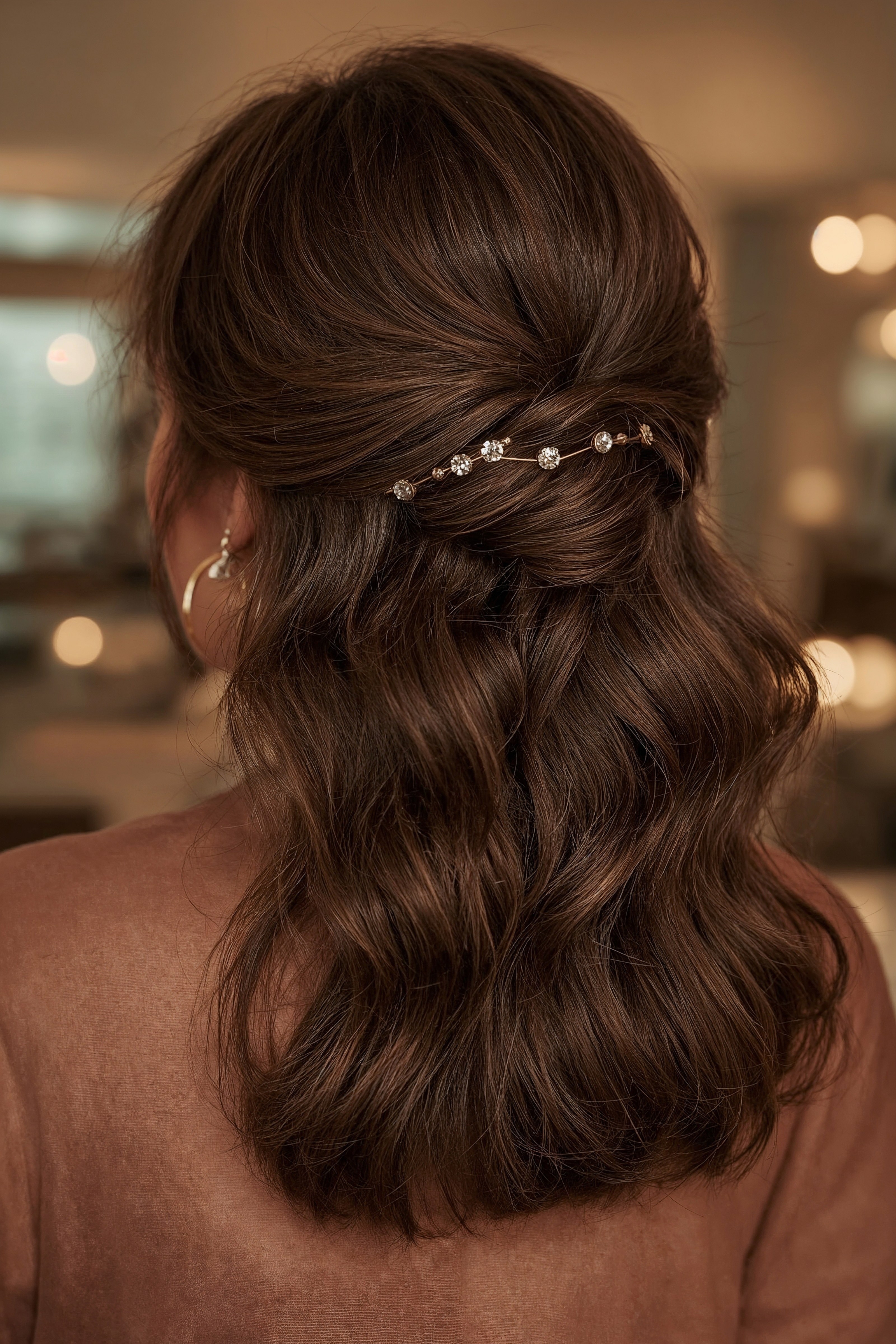 Elegant Half-Updo for Medium Hair: Wedding & Bridesmaid Hair Perfection