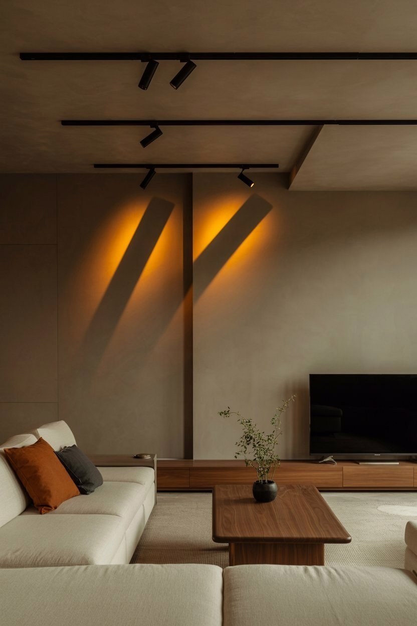 Minimalist Pop Design: Track Lighting for Small Apartments