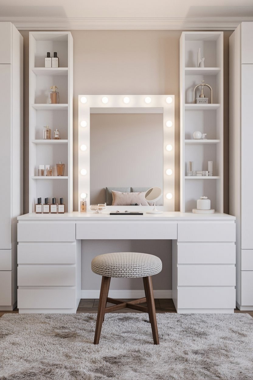 Essential Vanity Desk: Ultimate Bedroom Storage & Lighted Mirror