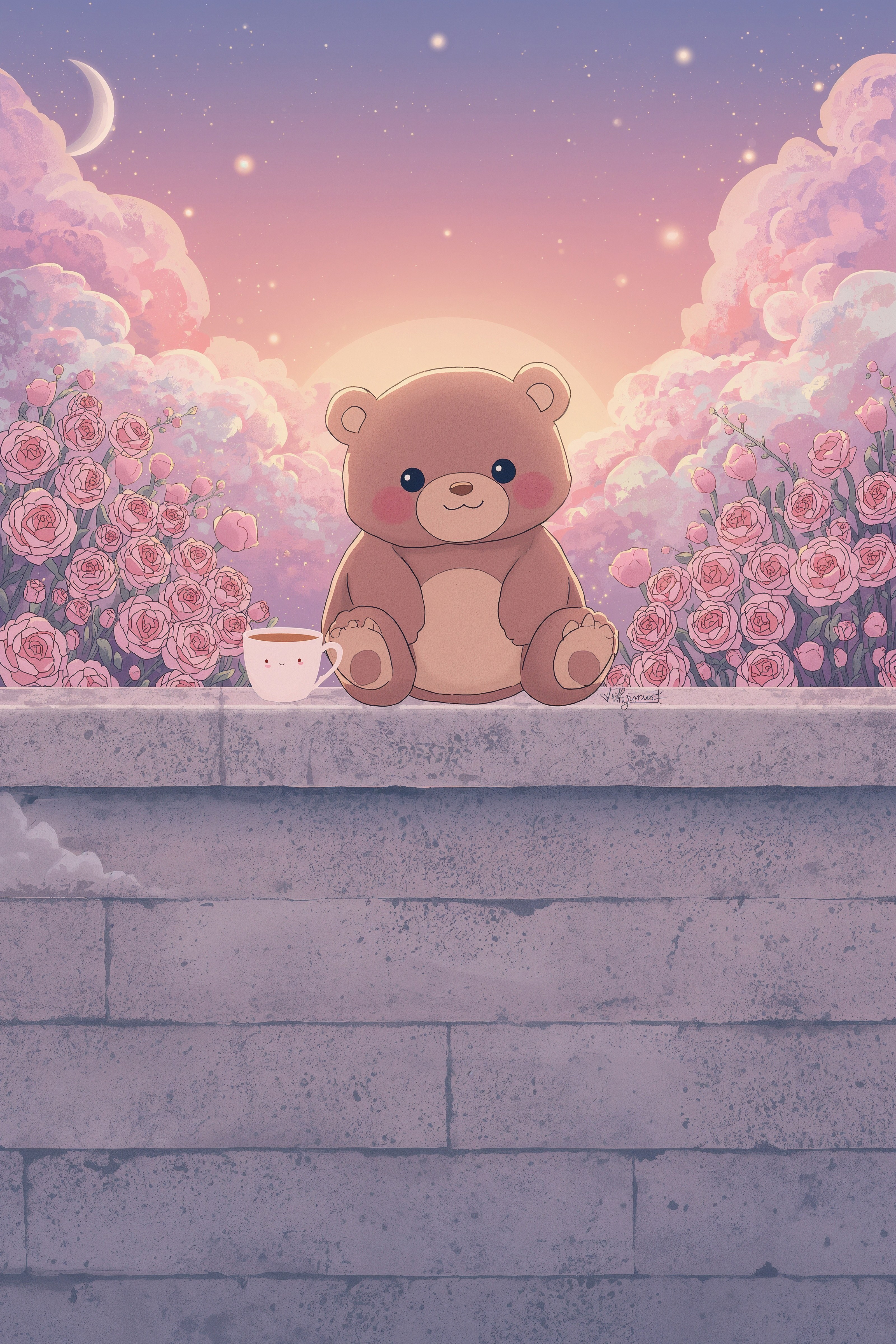 Cute Teddy Bear Sunset Aesthetic: Sweet iPhone Wallpapers