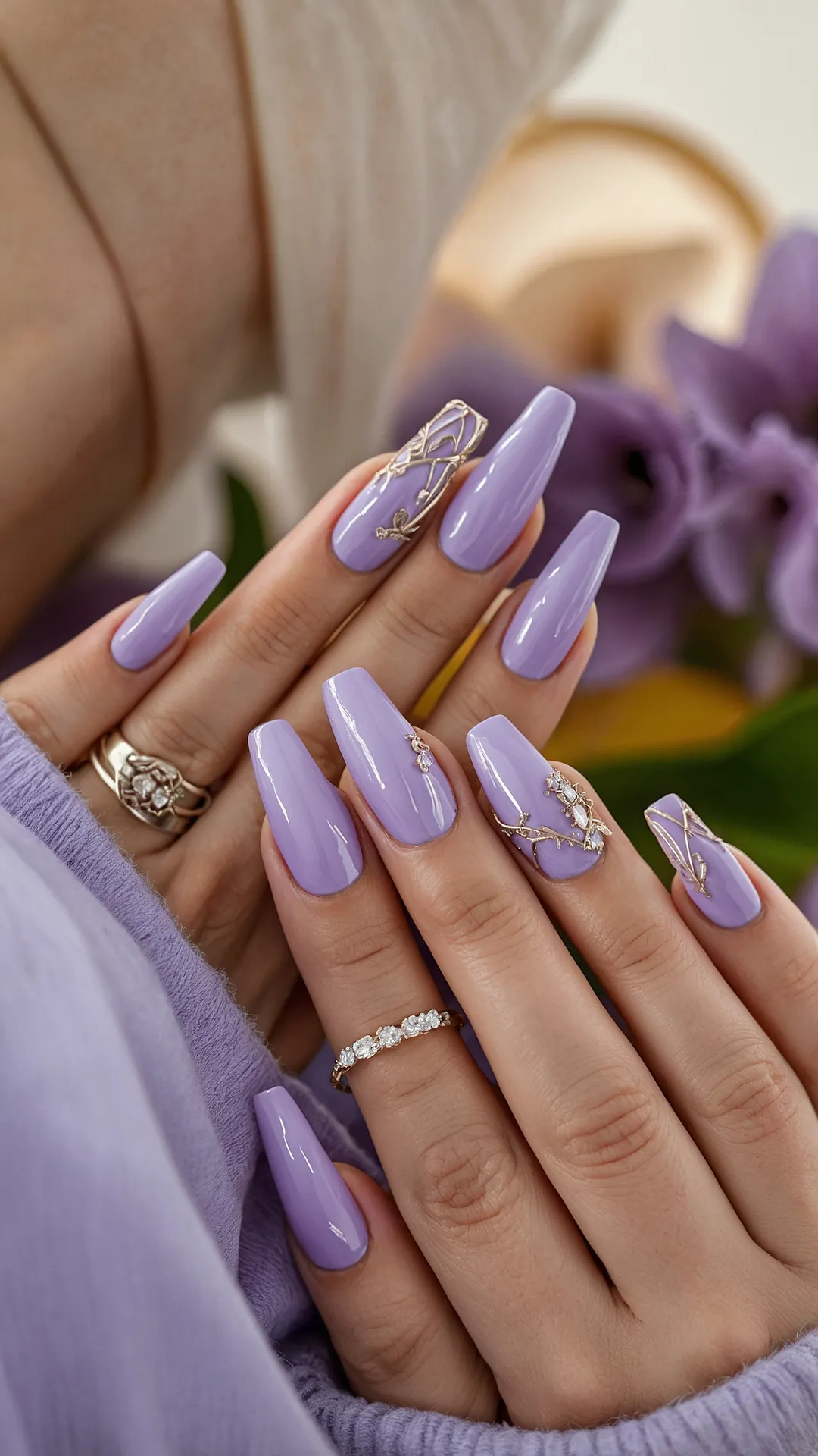 Purple Blossoms Nails