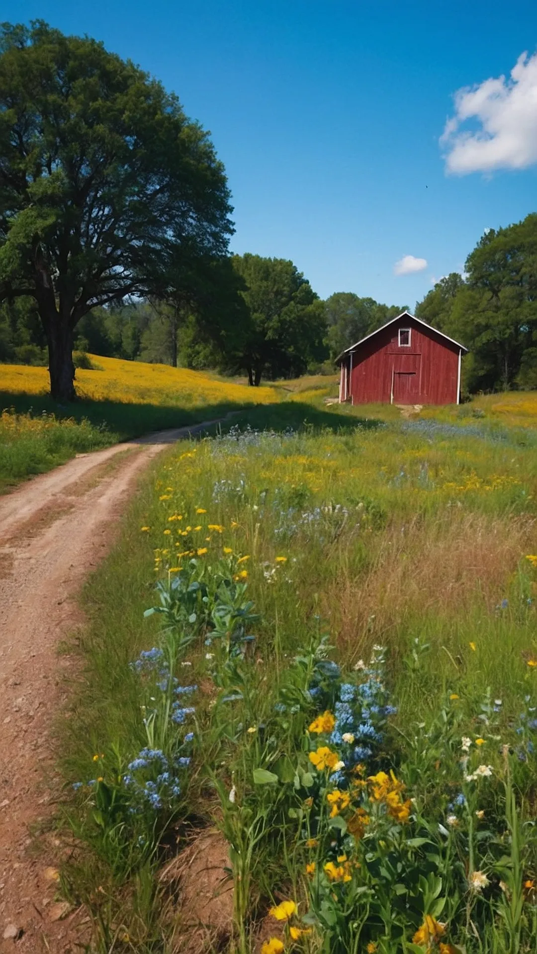 Peaceful Countryside with Rolling Cloudscapes