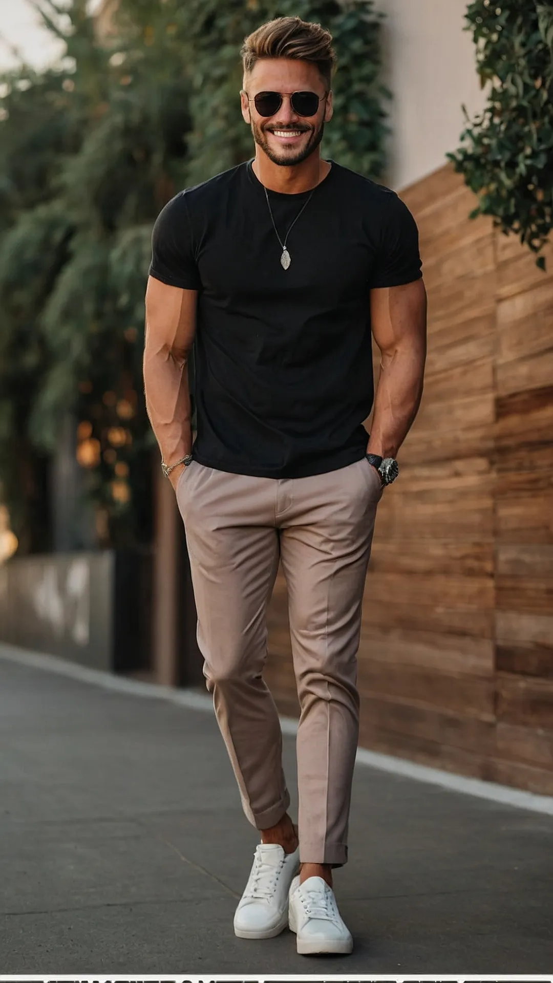 Blue Shirt, White Pants, and a Smile:  Formal Outfit Goals: