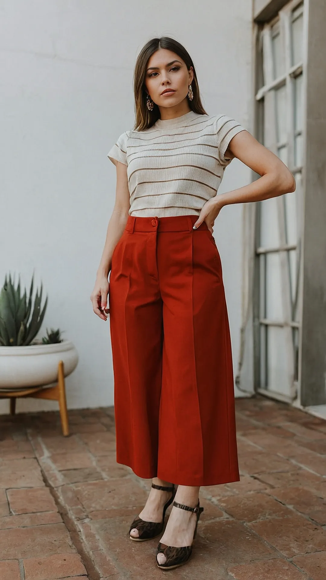 Casual Classy: Chic Stripes and Red Pants