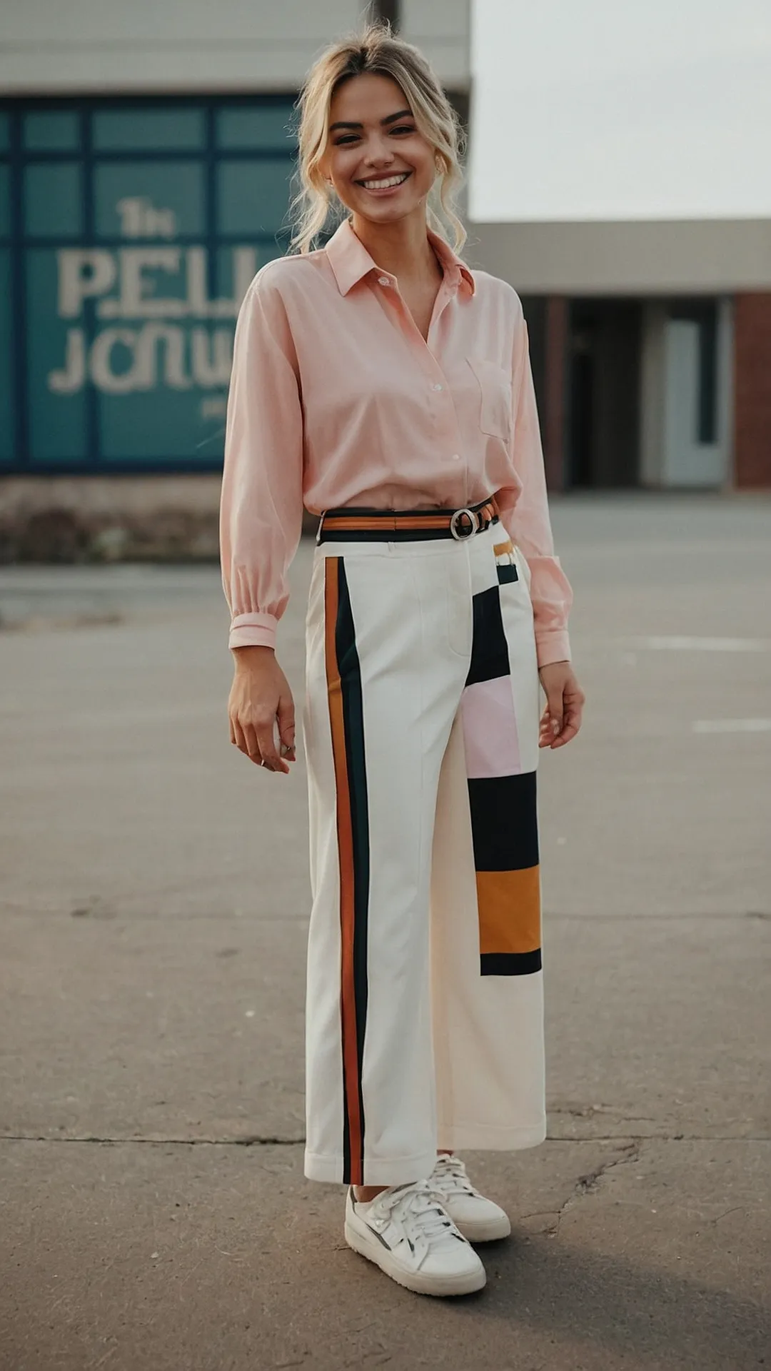 Geometric Glamour:  Trousers with Style & Smile