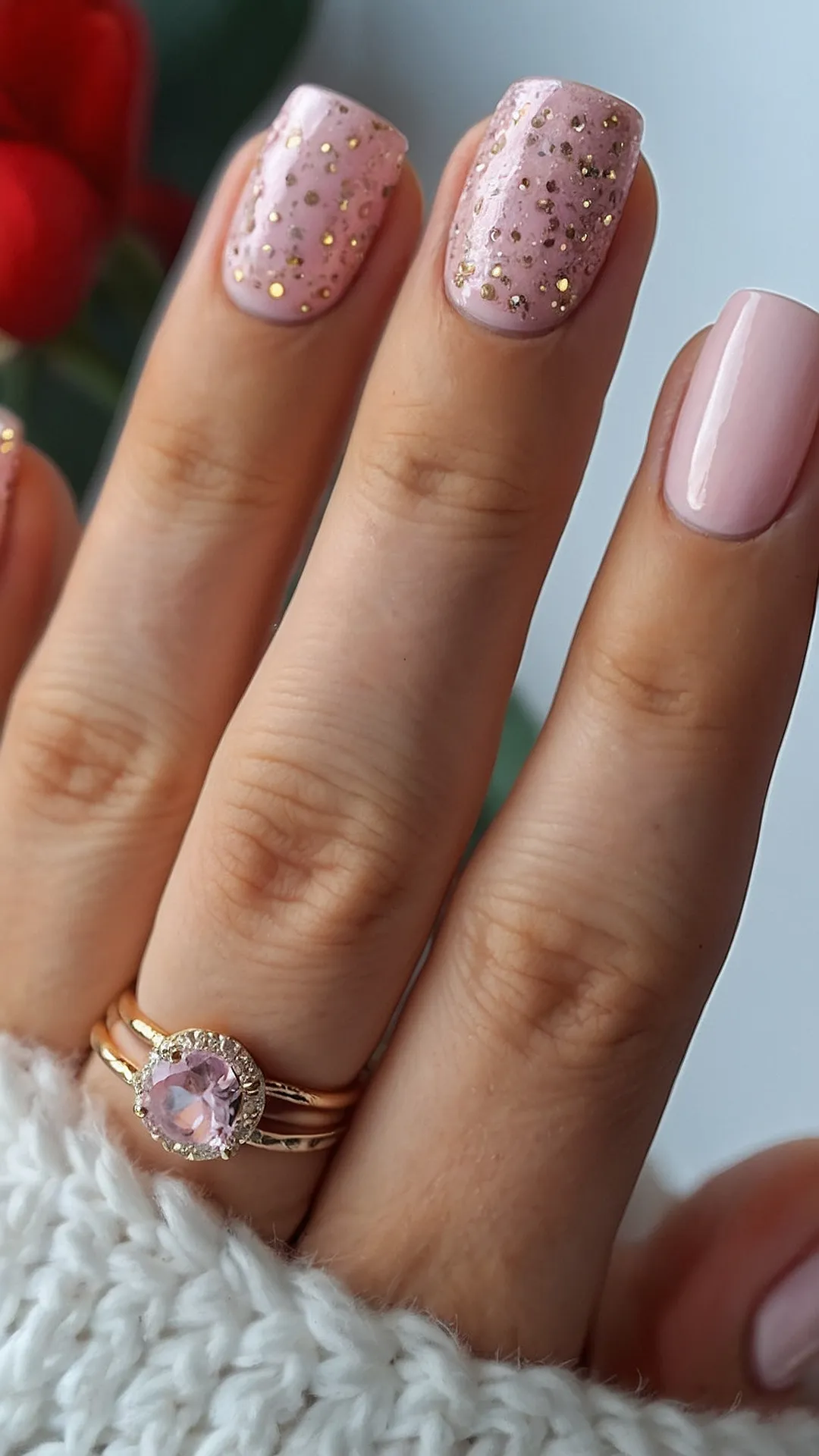 Fall Pink Nails: Sparkly and Chic: