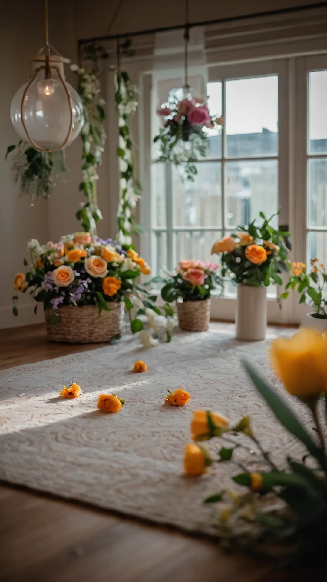 <p>This room is giving major plant-parent goals!  It's like a jungle exploded in the most stylish way possible.  Seriously, there are so many plants, it's almost enough to make you want to skip class and just hang out with all the leafy friends.  And don't even get me started on those gorgeous flowers in the vase! They're like the perfect pop of color against all that lush green, and the gold accents?  Pure Insta-worthy magic.  It's like they took 