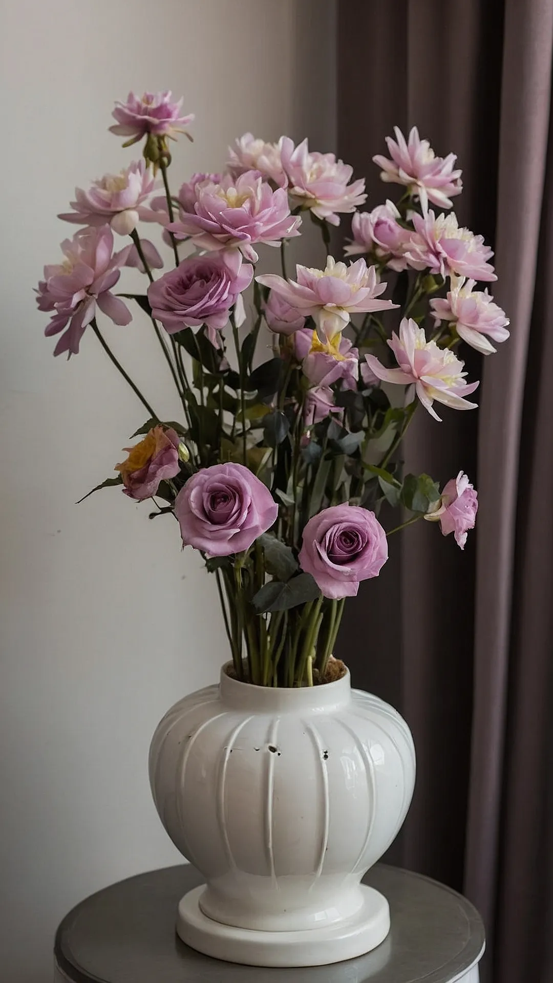 <p>These aren't your grandma's dusty old flowers!  This totally chic bouquet of white tulips is seriously upping the aesthetic game in this bedroom.  Imagine waking up to this peaceful scene – way better than a blaring alarm clock, right? It's like a little slice of flower heaven nestled on a nightstand, ready to brighten your day. Plus, the simple, modern vase and tray?  Major style points!</p><p>Seriously, who needs a million throw pillows when you have a stunning display like this?  It's the perfect balance of calming and cool, proving that sometimes less is definitely more when it comes to room decor.  The soft light just makes the flowers glow – it's like they're whispering secrets of sweet dreams! This is #roomgoals for sure.</p><figure class=