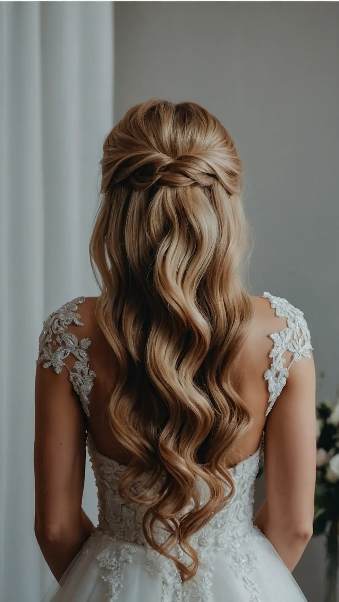 Elegant Half Up Half Down Wedding Hairstyle Inspiration for Brides