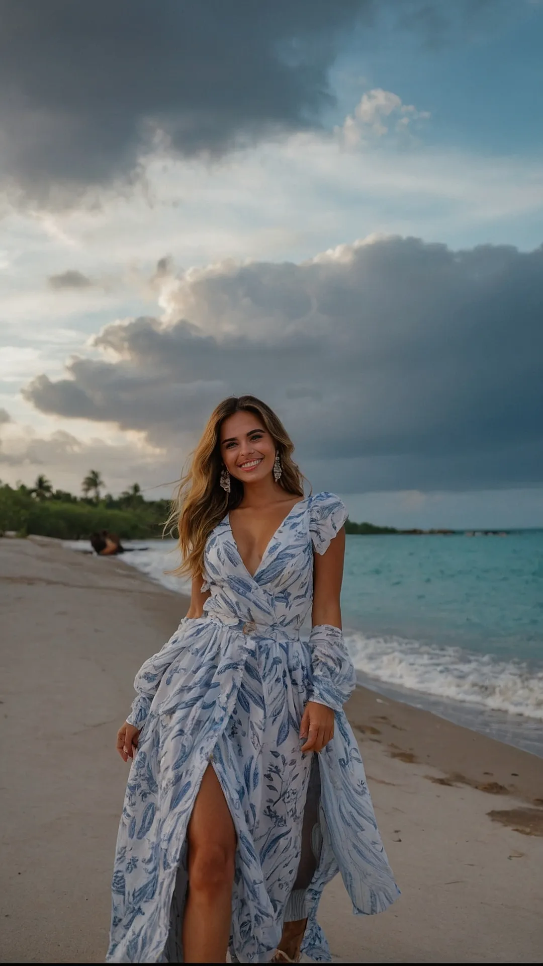 Beach Babe in Blue Floral Frock: