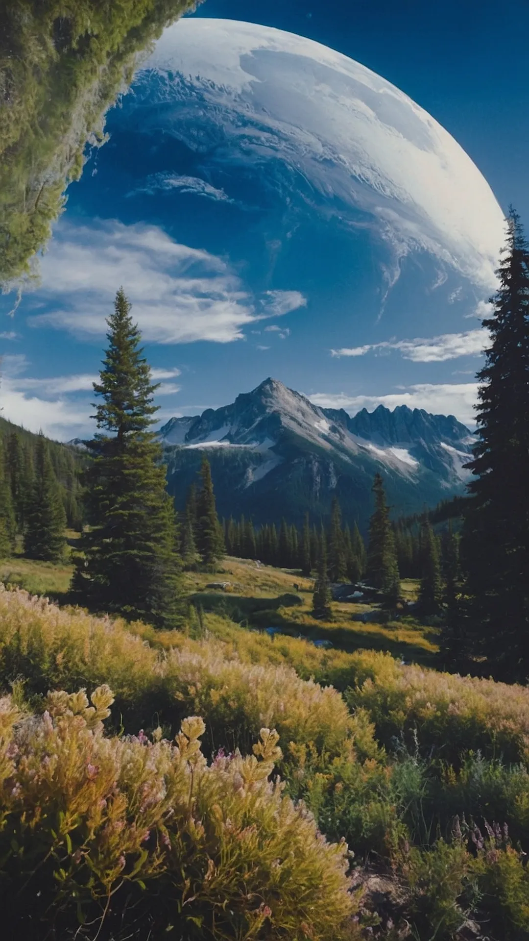 Whimsical Meadows Under a Moonlit Sky