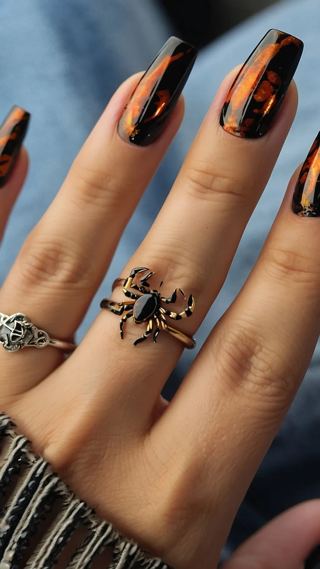 Scorpio Stings:  Acrylic Nails with a Touch of Glamour