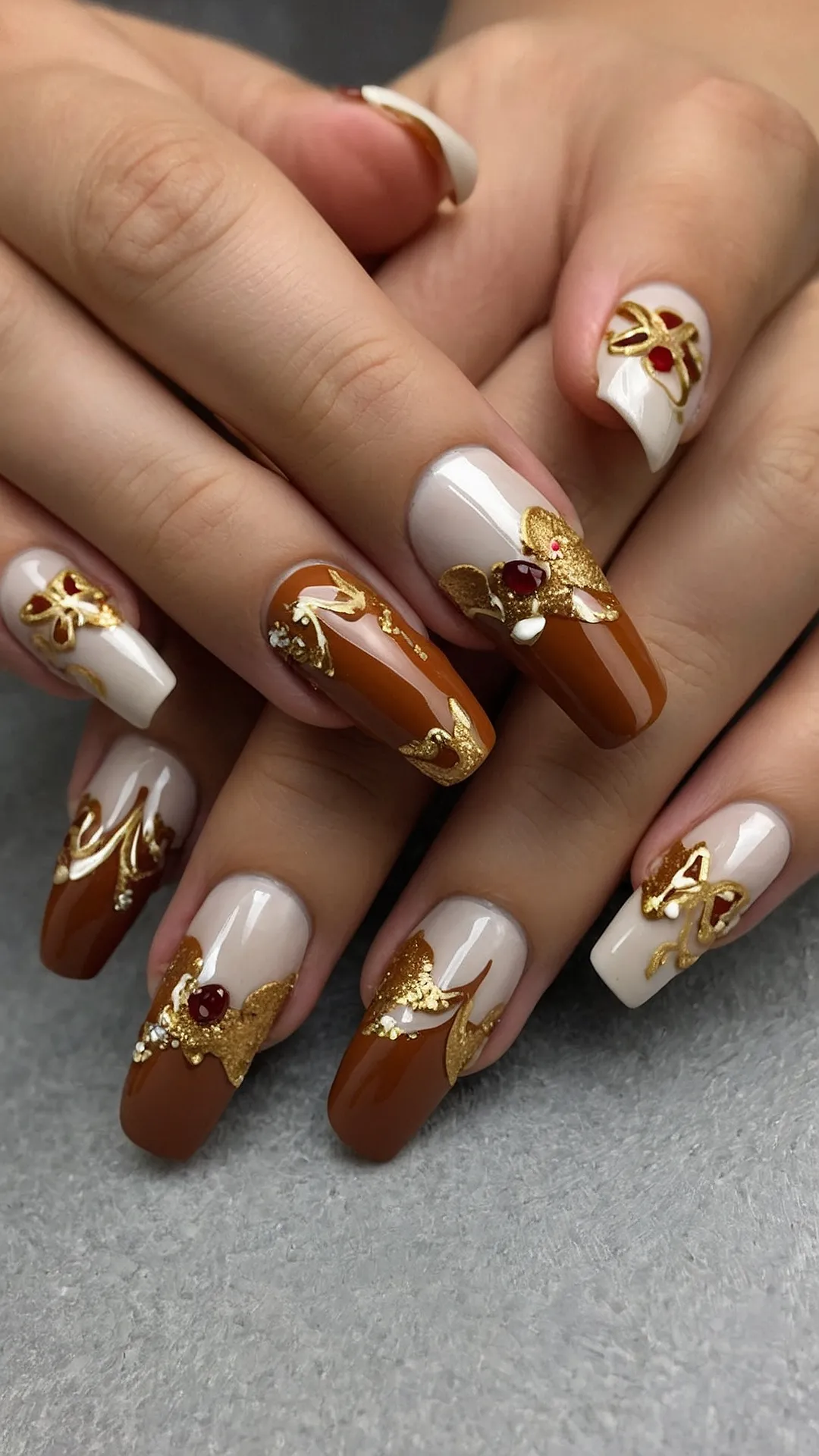 Golden Gingerbread Nails