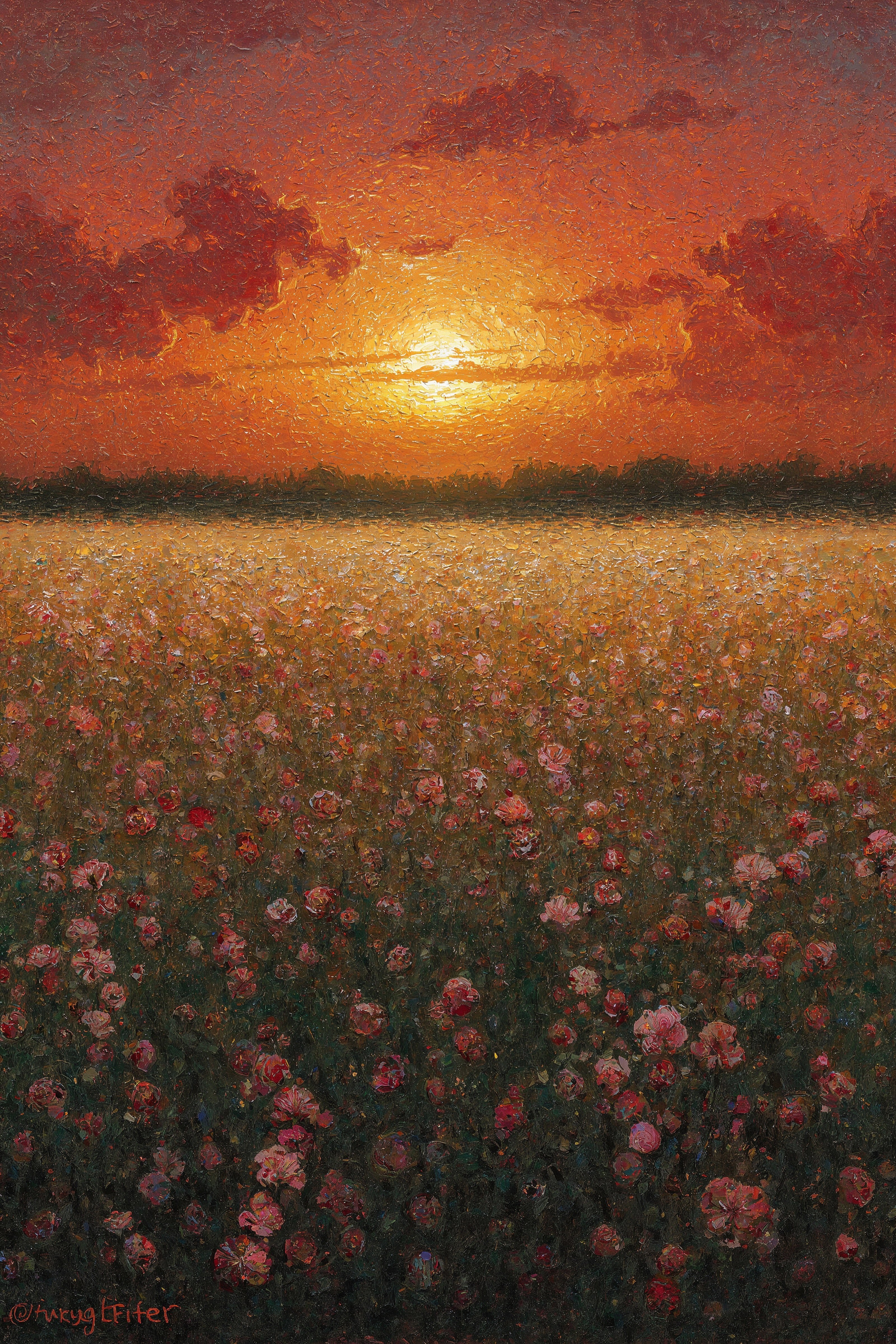 Vibrant Sunset Paintings: High-Quality Flower Wallpapers