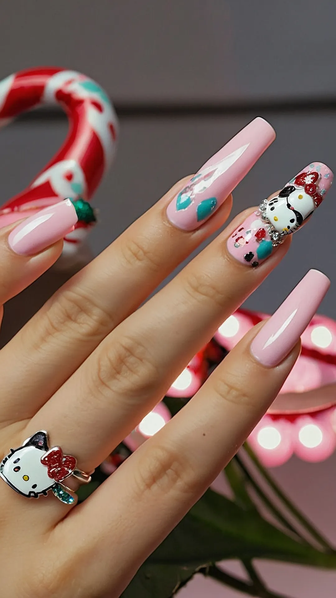 Christmas Kitty Manicure