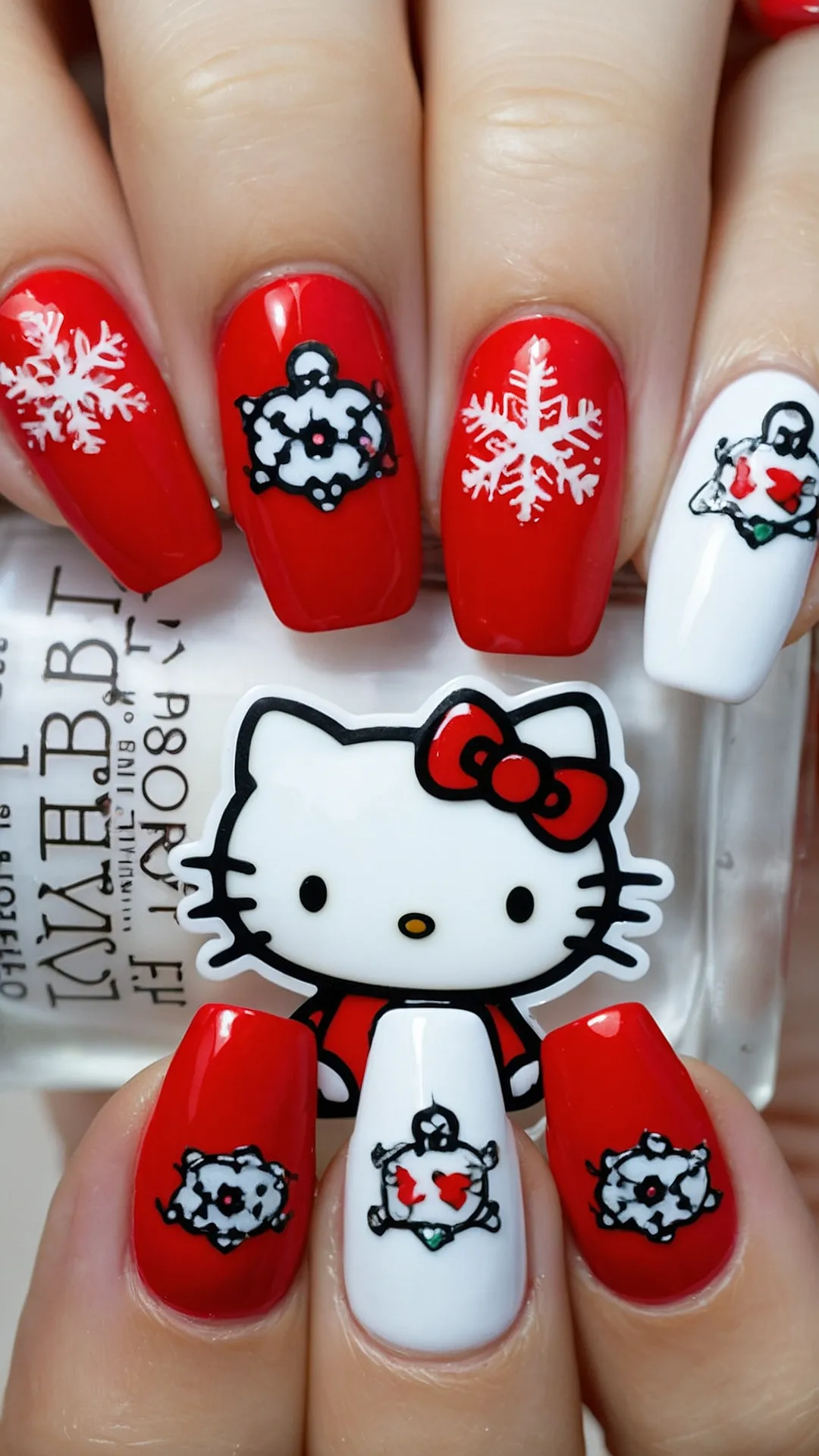 Holiday Nails with Hello Kitty