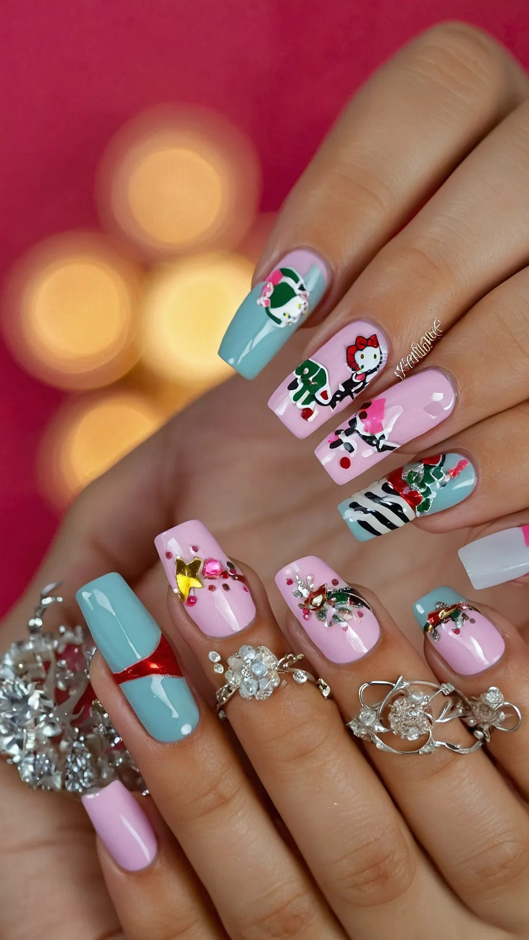 Hello Kitty's Festive Nails