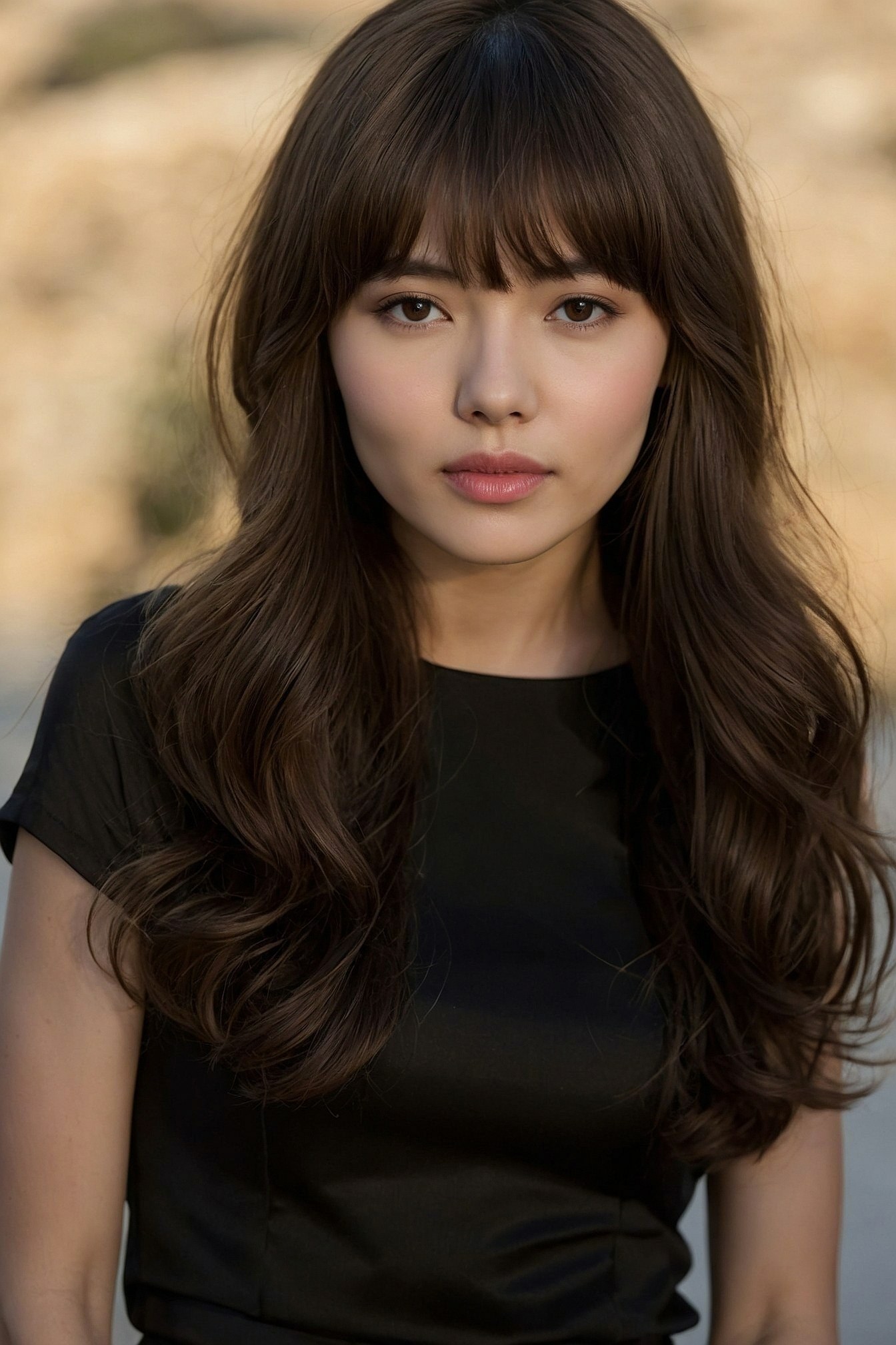 Soft Waves and Wispy Bangs Frame the Face