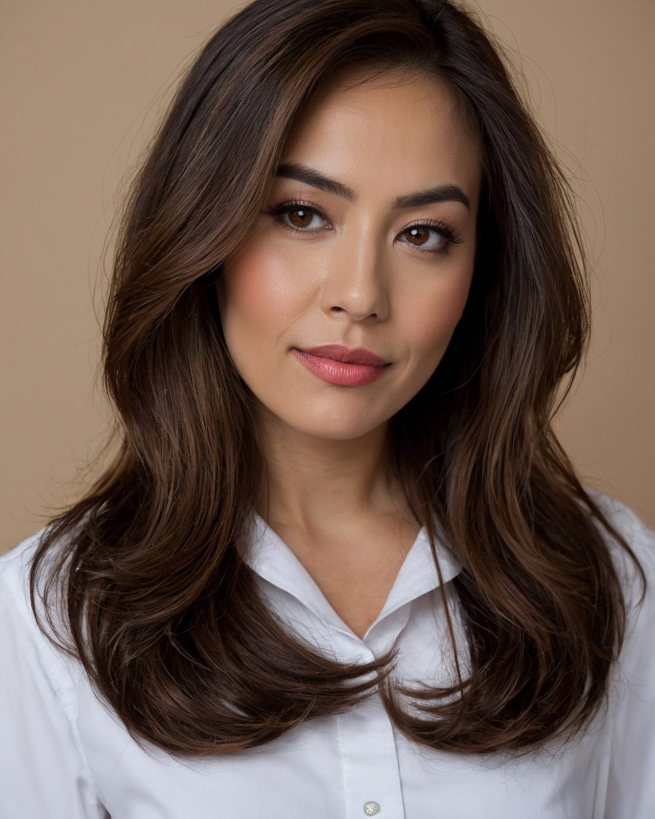 Close-up of Rich Almond Brunette Waves