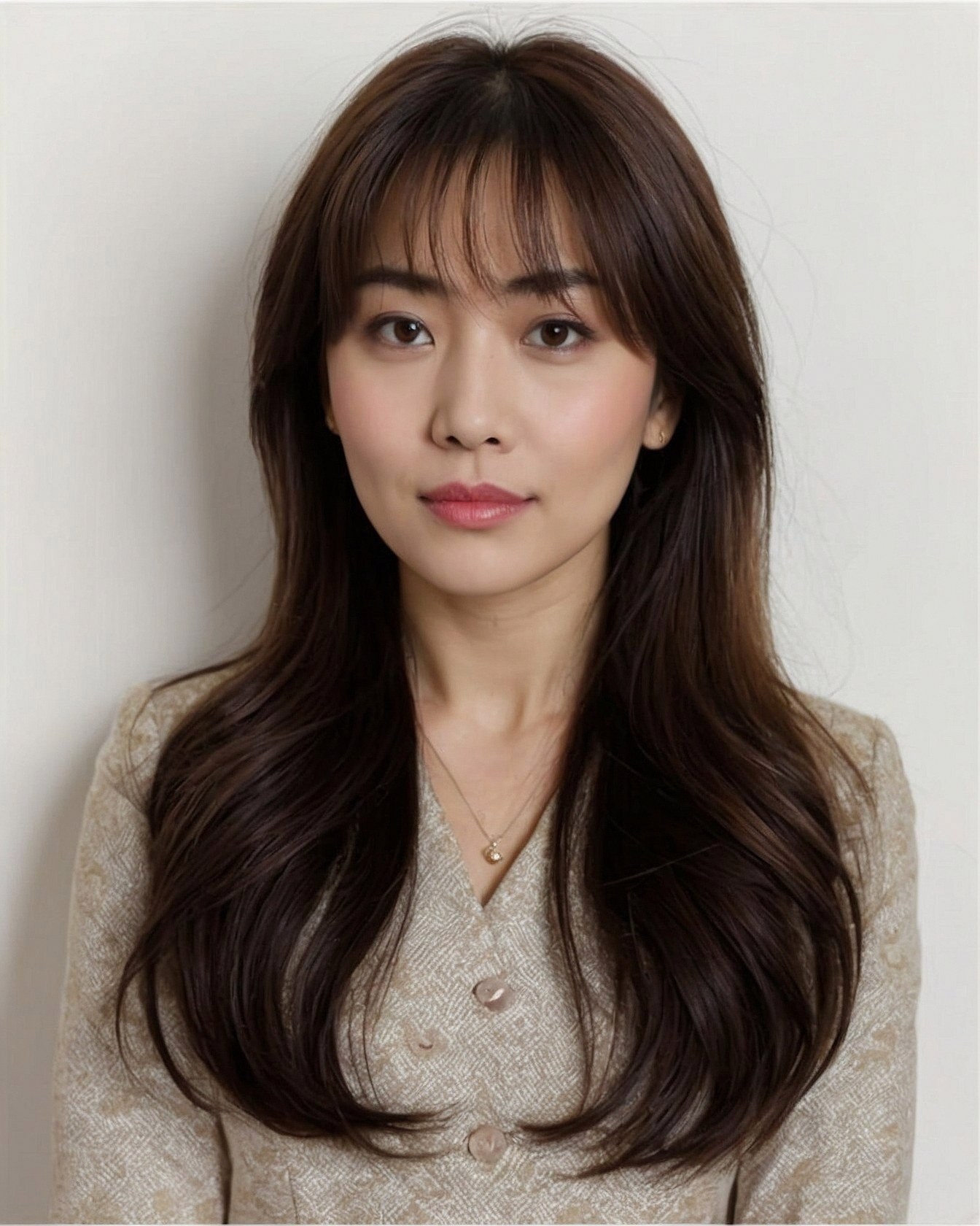 Warm Taupe Tweed Jacket with Soft Waves