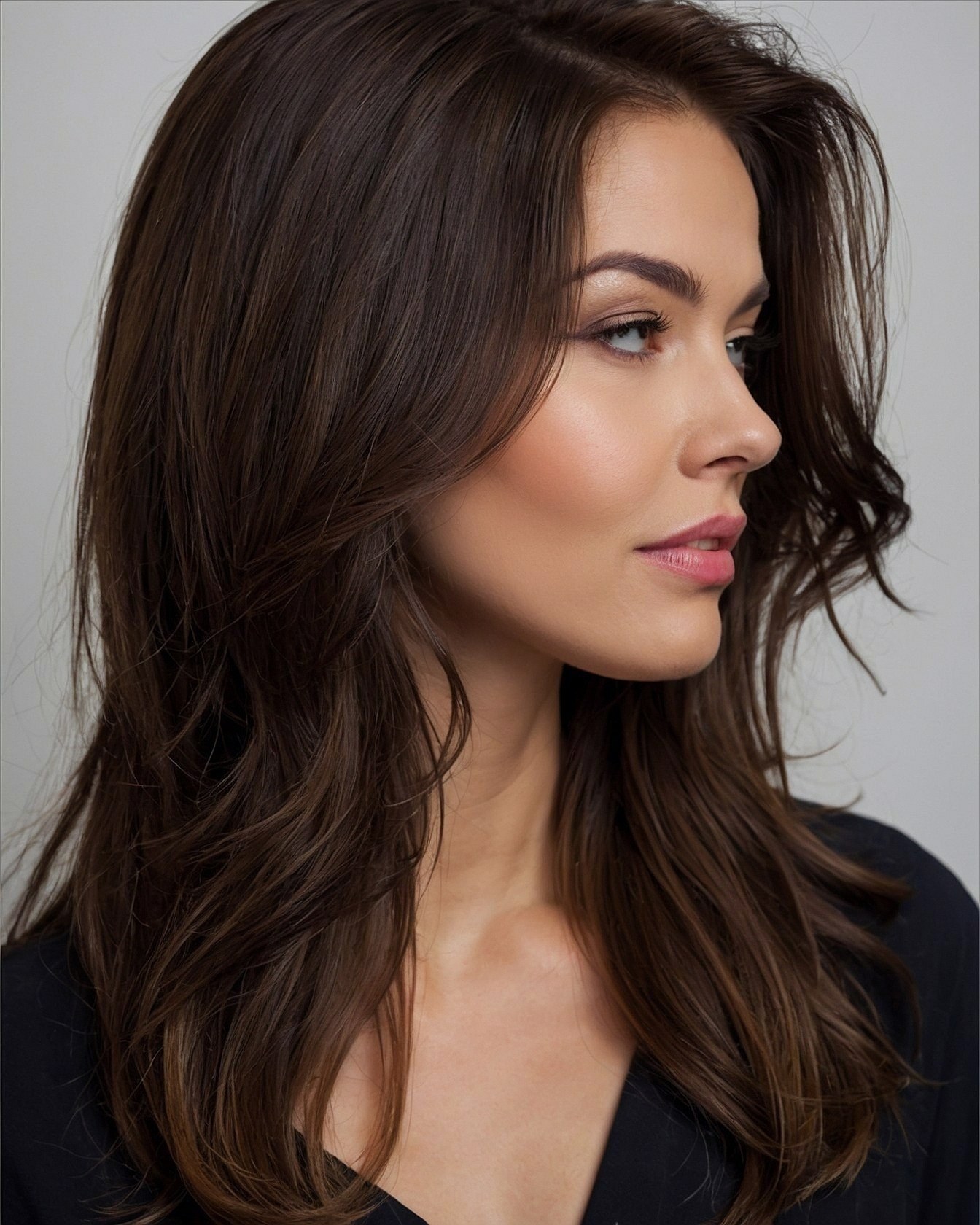 Deep Espresso Brown Hair with Subtle Auburn Tones