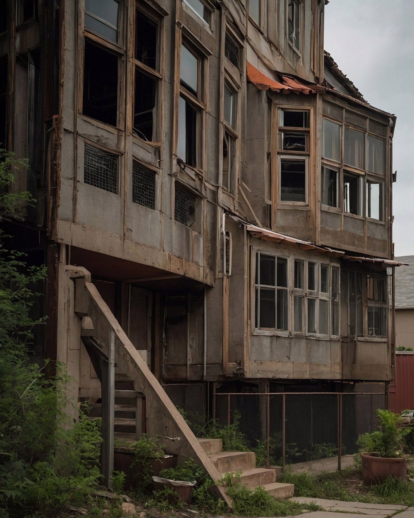 Dilapidated Facade Meets Overgrown Verdure
